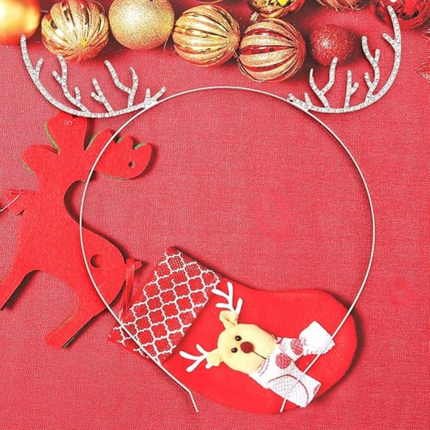 Christmas Headband Reindeer Antlers Snowflake Headbands Crystal Rhinestone Deer Horn Headband Hair Band 2 Pack image number 3