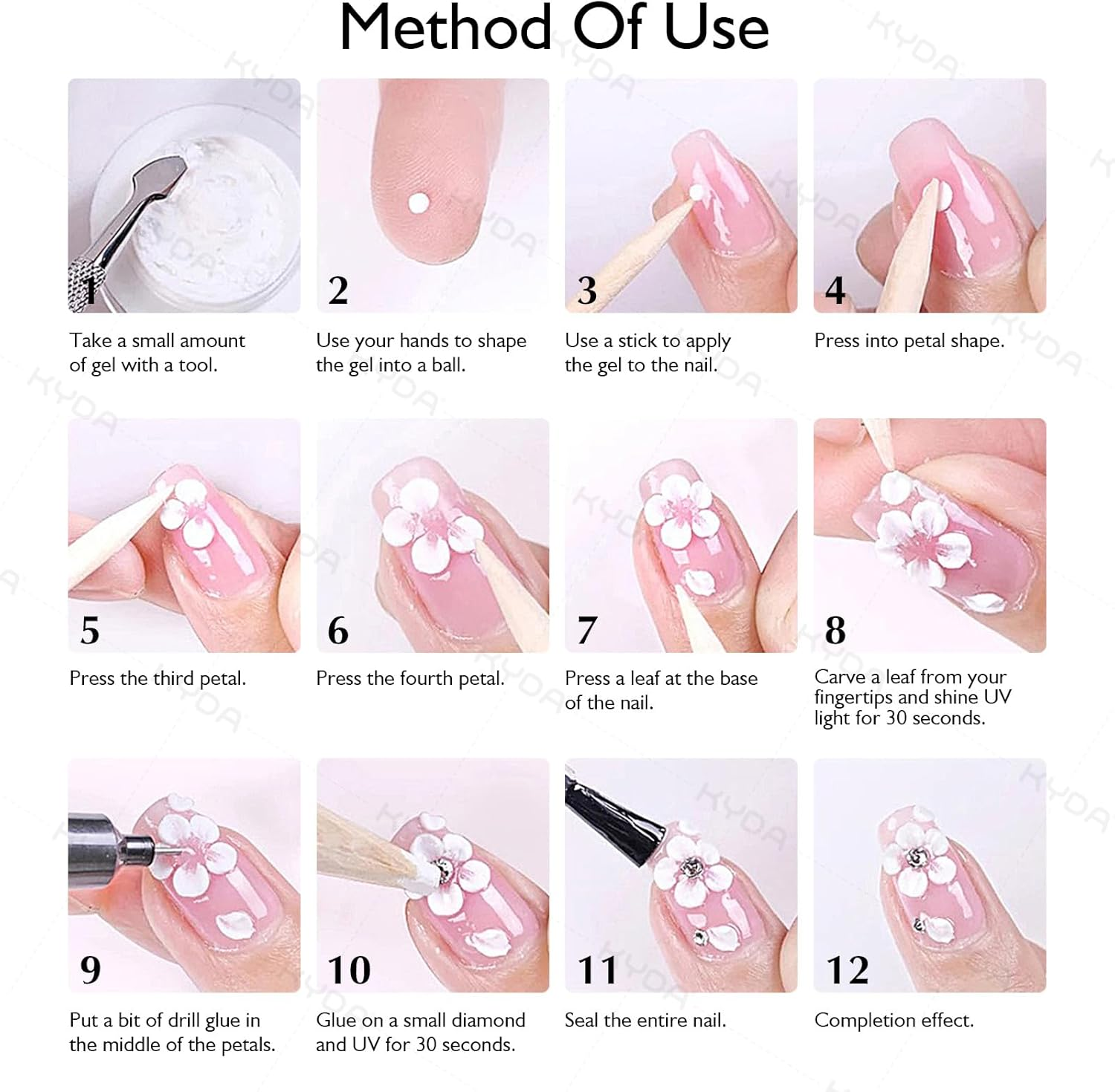 Ownest 12 Colors Sculpture Painting Nail Gel Set,3D Nail Carved Gel Sculpture Creative Painting Glue Soak off Uv,With 1 Carved Painting Pen-5G image number 4