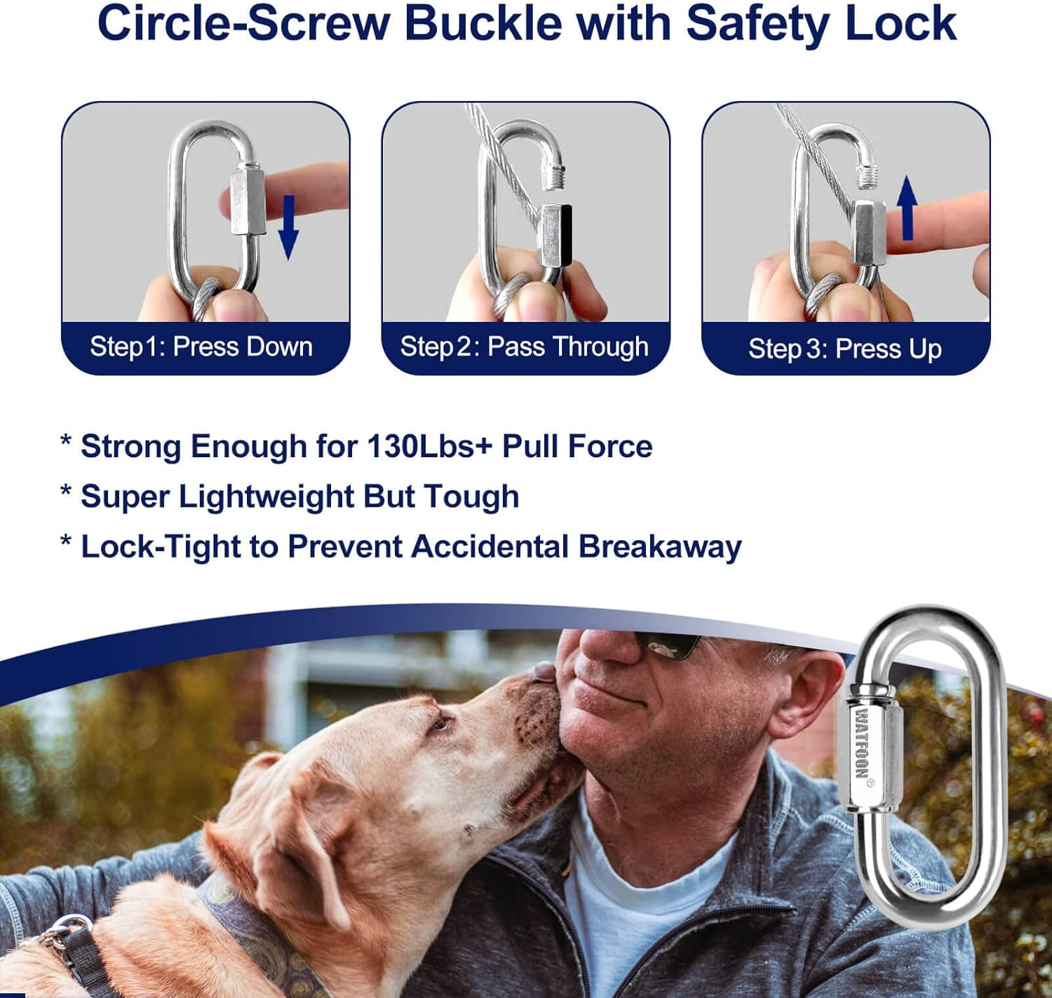 Dog Leads for Yard, 100Ft Tie Out Runner Steel Wire Cable, Heavy Duty Pet Tether Chains for Dogs up to 130 Lbs, Outside, Camping, Park (100Ft-Blue) image number 1