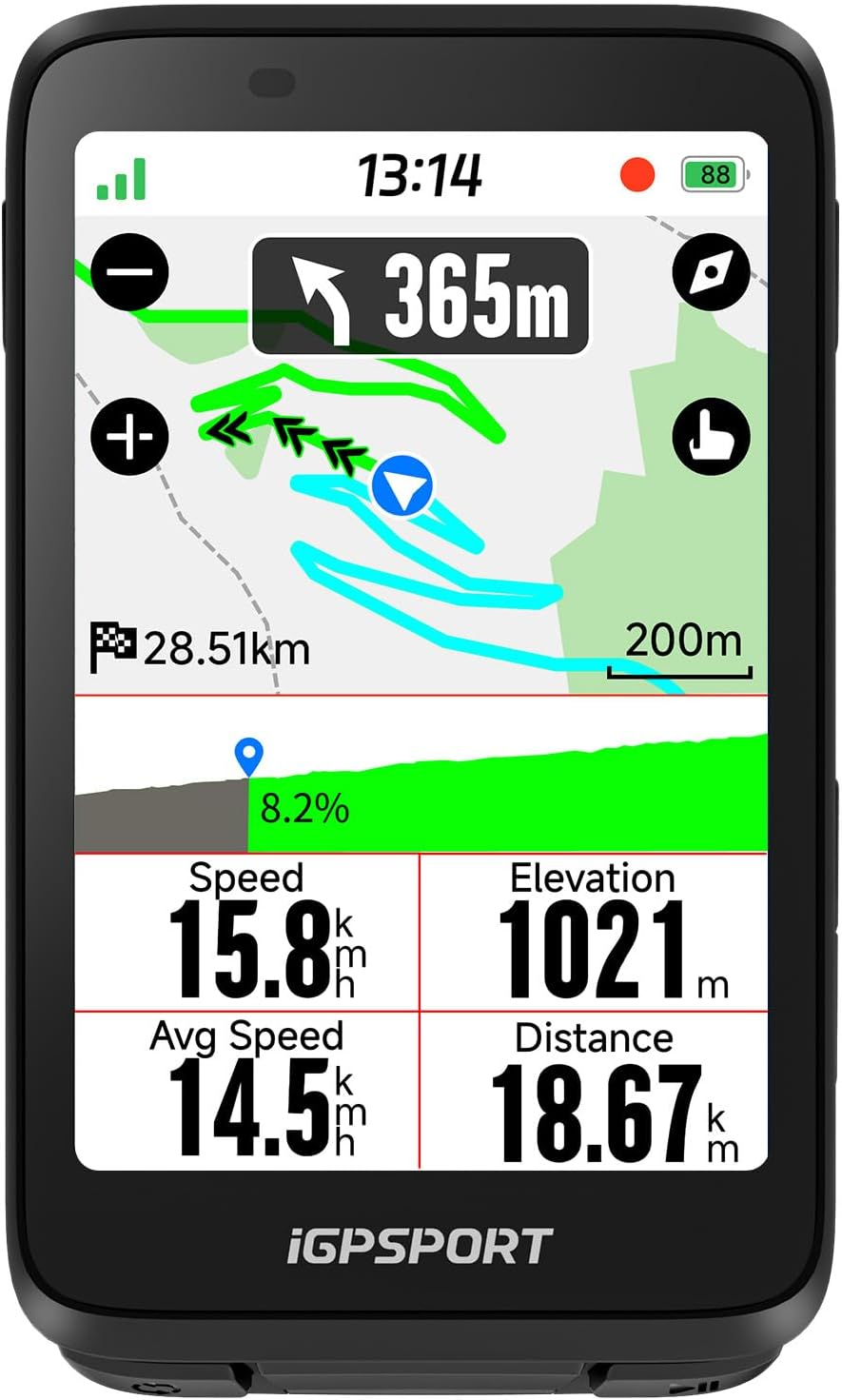 Igpsport Binavi Bike Computer, 3.5 Inch Touch Screen Map Navigation,Climb Plan,Group Riding, Music Control,30H Battery Life,Wireless GPS Cycling Computer image number 3