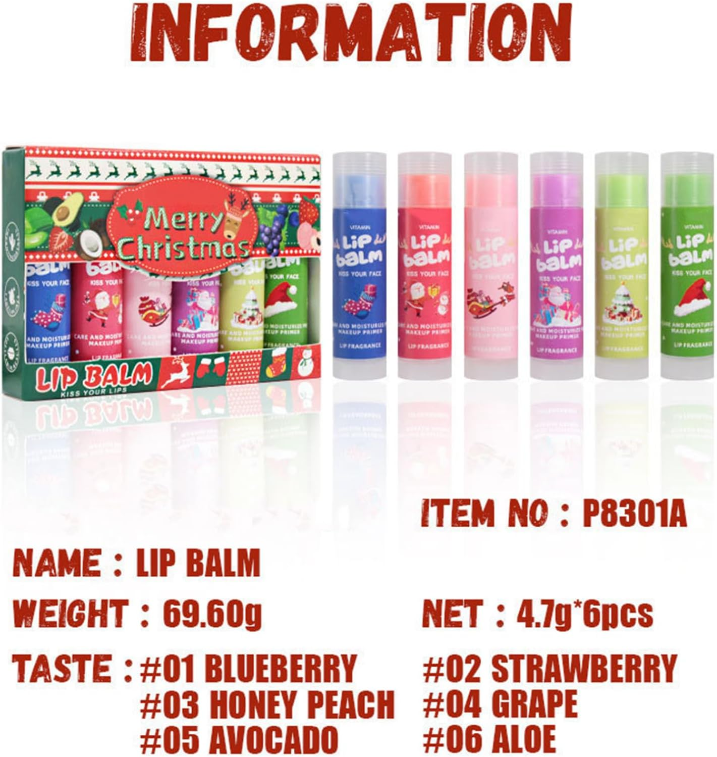 Yhong 6 Piece Fruity Lip Balm Collection Set Moisturizing Lip Care for Women Men Kids Multicolor One Size image number 3