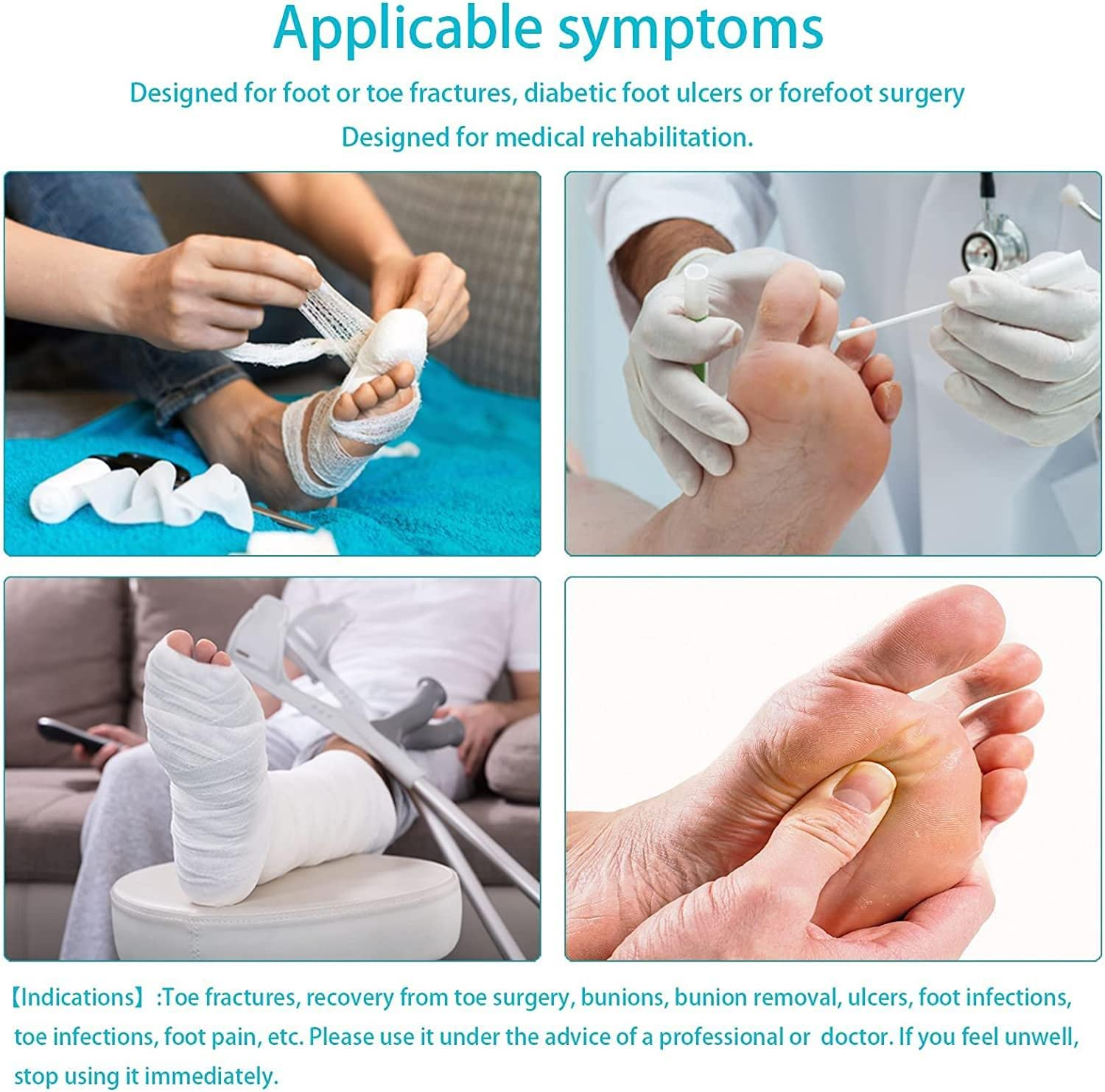 Post Op Recovery Shoe Adjustable Medical Walking Shoe Forefoot Off-Loading Healing Shoe for Post Surgery or Operation Support, Broken Foot, Bunions Broken Big Toe Surgery Forefoot Splint (M) image number 1