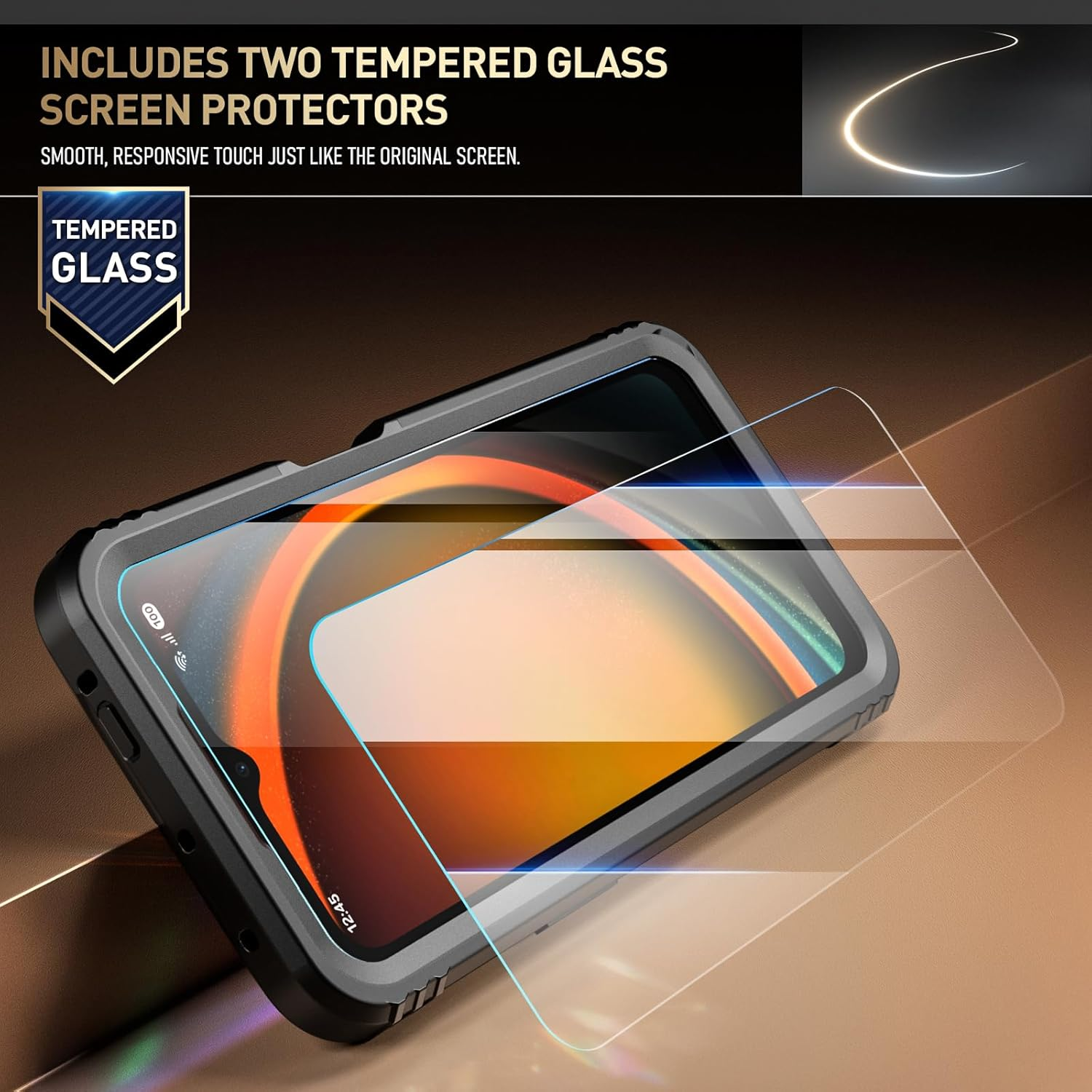 Poetic Revolution Case Compatible with Galaxy Xcover7 Pro 5G, [Slide Camera Cover], [20FT Mil-Grade Drop Tested], Full-Body Military Grade Rugged Dual-Layer Shockproof Cover with Kickstand, Black