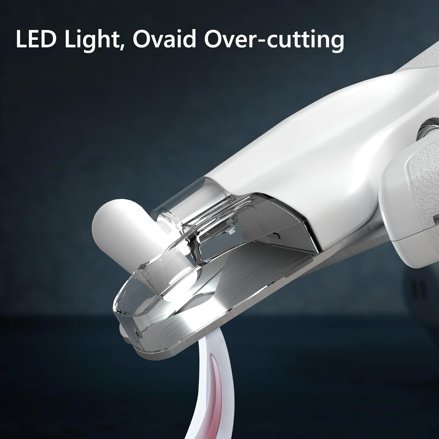 READAEER LED Light Pet Nail Clippers and Trimmers with Safety Guard to Avoid Over-Cutting, Free Nail File, Dog Cat Nail Clippers with Lock Switch (White) image number 4