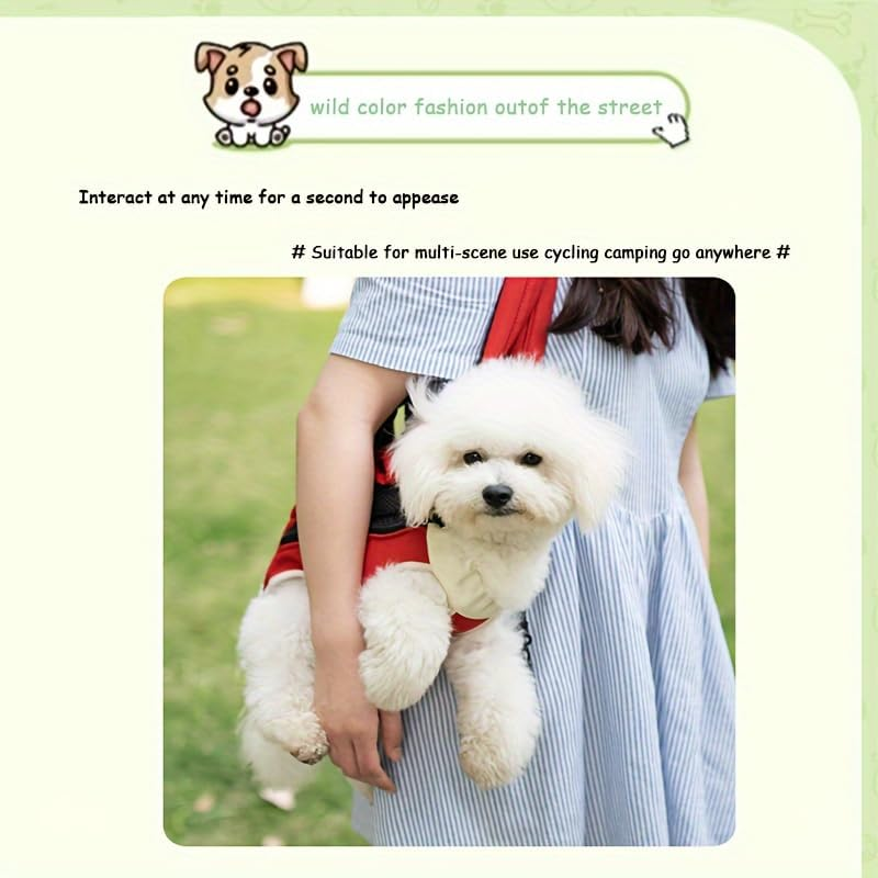 Maagik Dog Backpack, Adjustable Pet Dog Front Harness with Leg Extension, Easy to Wear and Breathable, Pet Backpack, Dog Travel Backpack for Kittens and Puppies, Camping, Hiking(Red and White) (M) image number 6