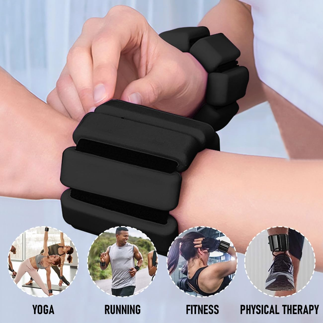 Alpen Wrist Ankle Weights Set of 2 (450G/Pcs) Adjustable Wearable Ankle Weight for Exercise Walking, Yoga, Dance, Barre, Pilates, Cardio, Aerobics image number 1