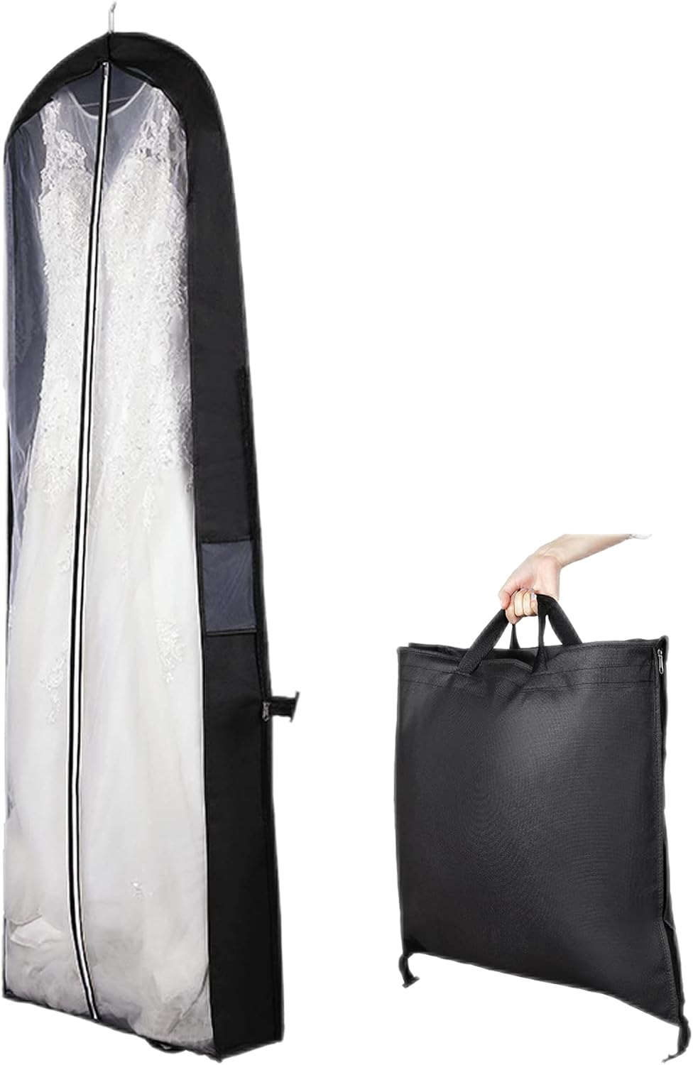 Lehom Dust Proof Garment Storage Bags Wedding Dress Storage Bag Black Foldable Hanging Garment Cover Bridal Gown for Travel Suits Tuxedos Dresses Coats Wedding Dress Garment Bag 72&rdquo; X 24&ldquo; Large image number 6