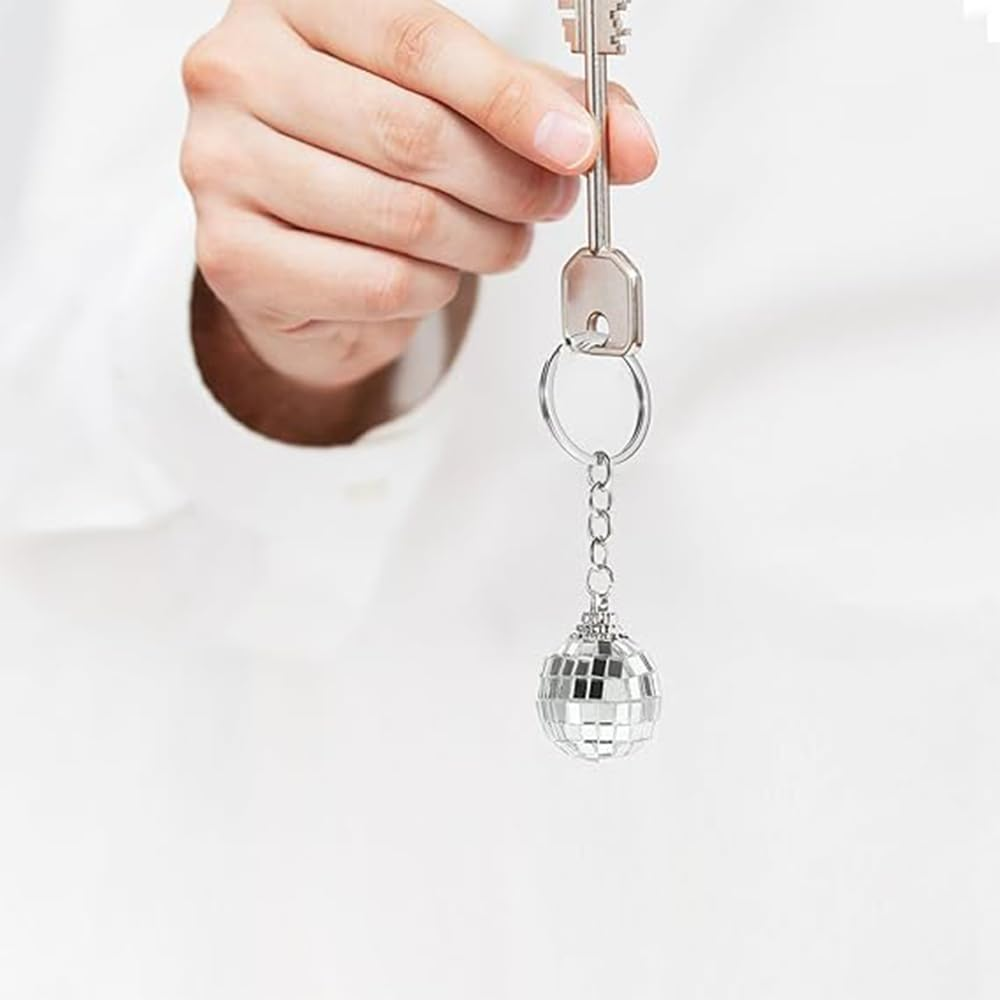 10Pcs Disco Ball Keychain, Mini Disco Ball Party Favors Keychain, Small Disco Balls, Disco Party Favors Supplies Accessories for 70S 80S Disco Party Halloween Christmas Party Decorations