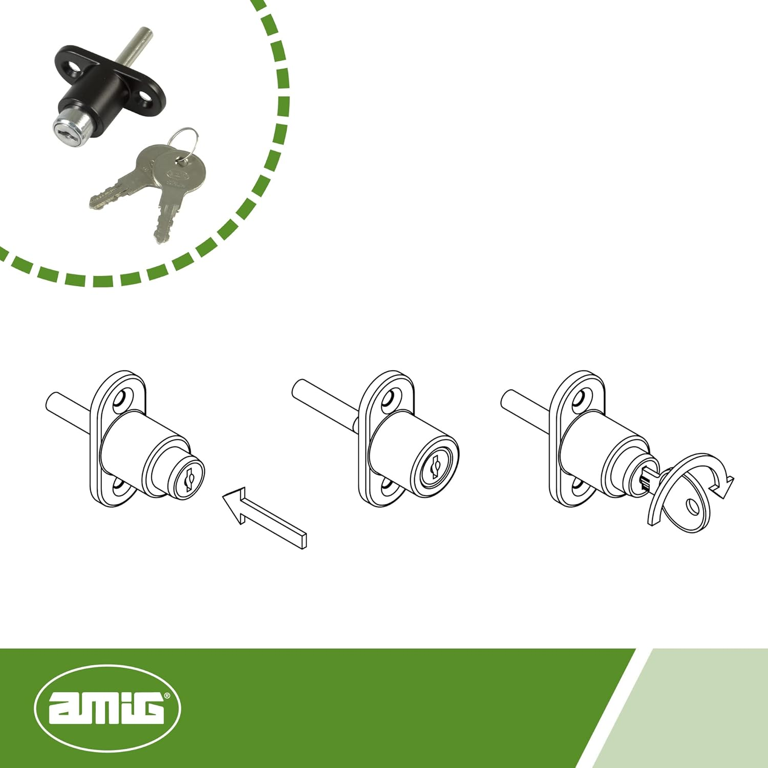 Amig - Security Lock for Windows Model 45 | Mortice Lock with 2 Keys + Screws for Installation | Made of Steel Painted Black | Dimensions: 53 X 23 Mm image number 4