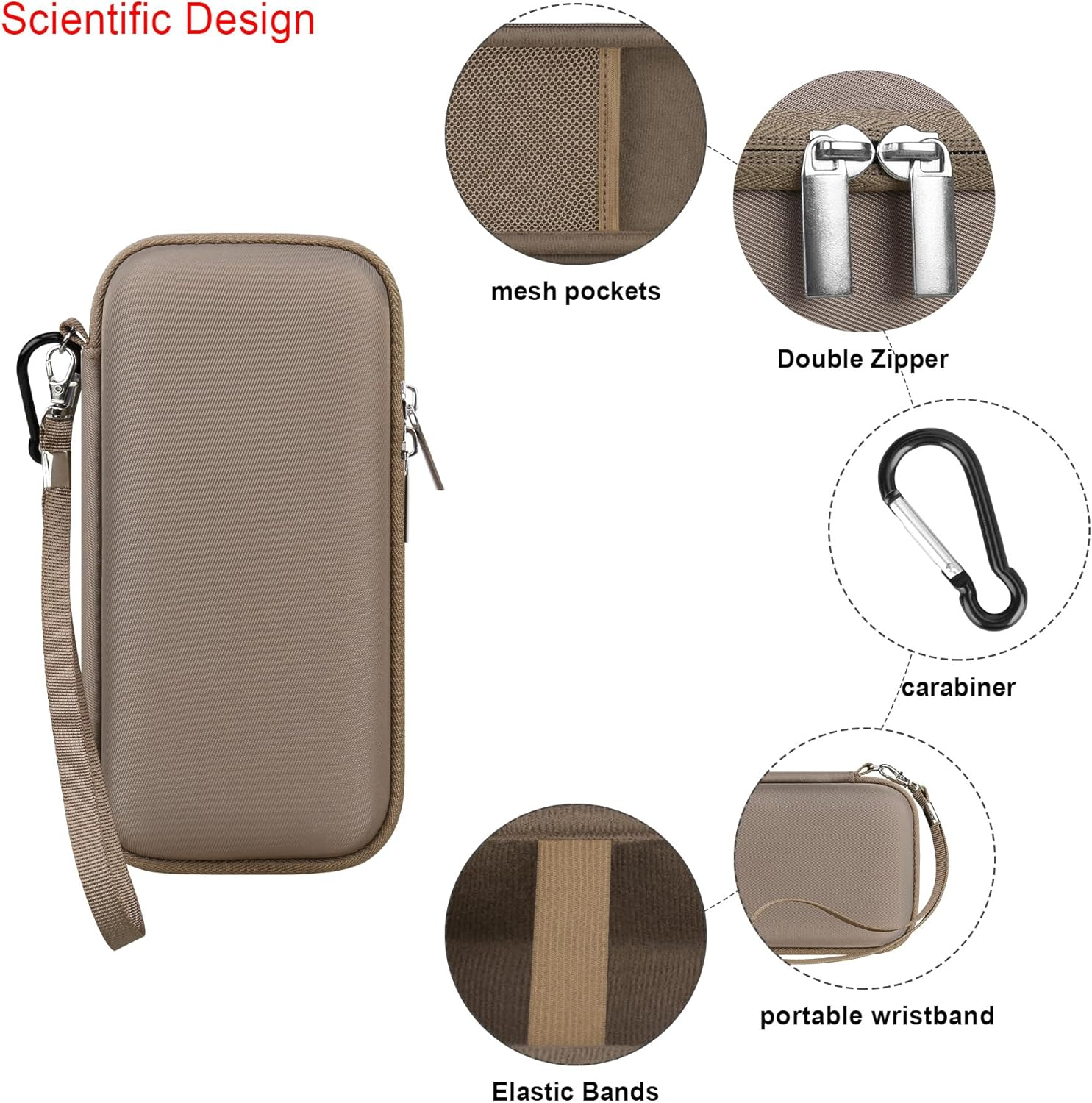 Elonbo Hard Carrying Case for Garmin Xero C1 Pro Chronograph, Garmin Xero C1 Pro Ballistic Precision Chronograph Cover, Range Shooting Chronograph Travel Bag, Pocket Fits Charging, Brown - Z-Black+Black image number 3