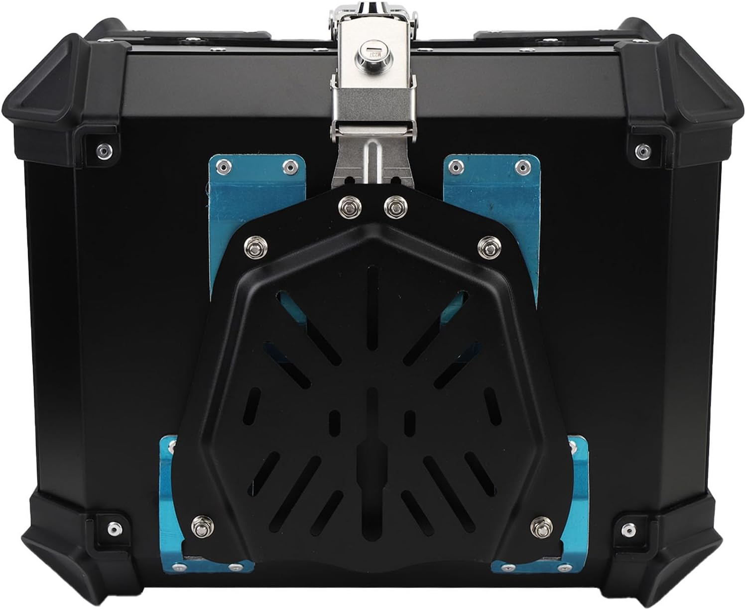 25L Motorcycle Top Case Tail Box, Aluminum Alloy Water Proof Universal Trunk Storage Case, Motorbike Rear Top Box with Safety Lock & Shockproof Lining (Black) - Silver image number 5