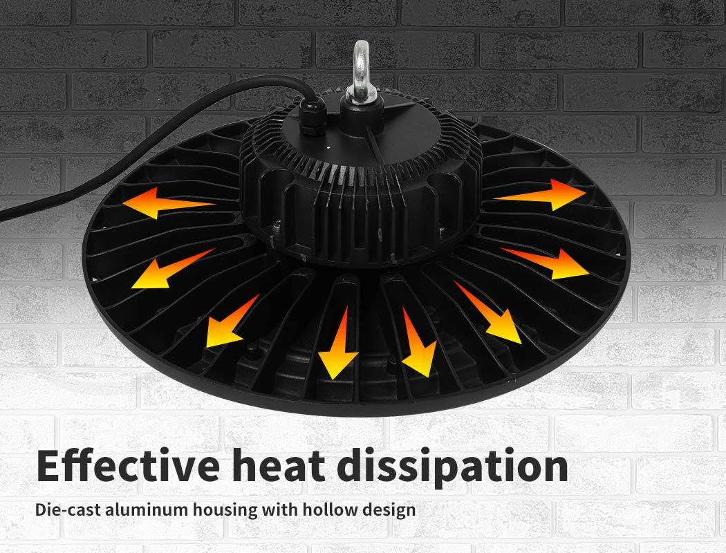 EMITTO UFO LED High Bay Light 100W,Commercial Led Shop Lights Fixture for Garage Factory Warehouse Industrial Indoor Outdoor Lighting,5000K Daylight,Ip65 Waterproof image number 5