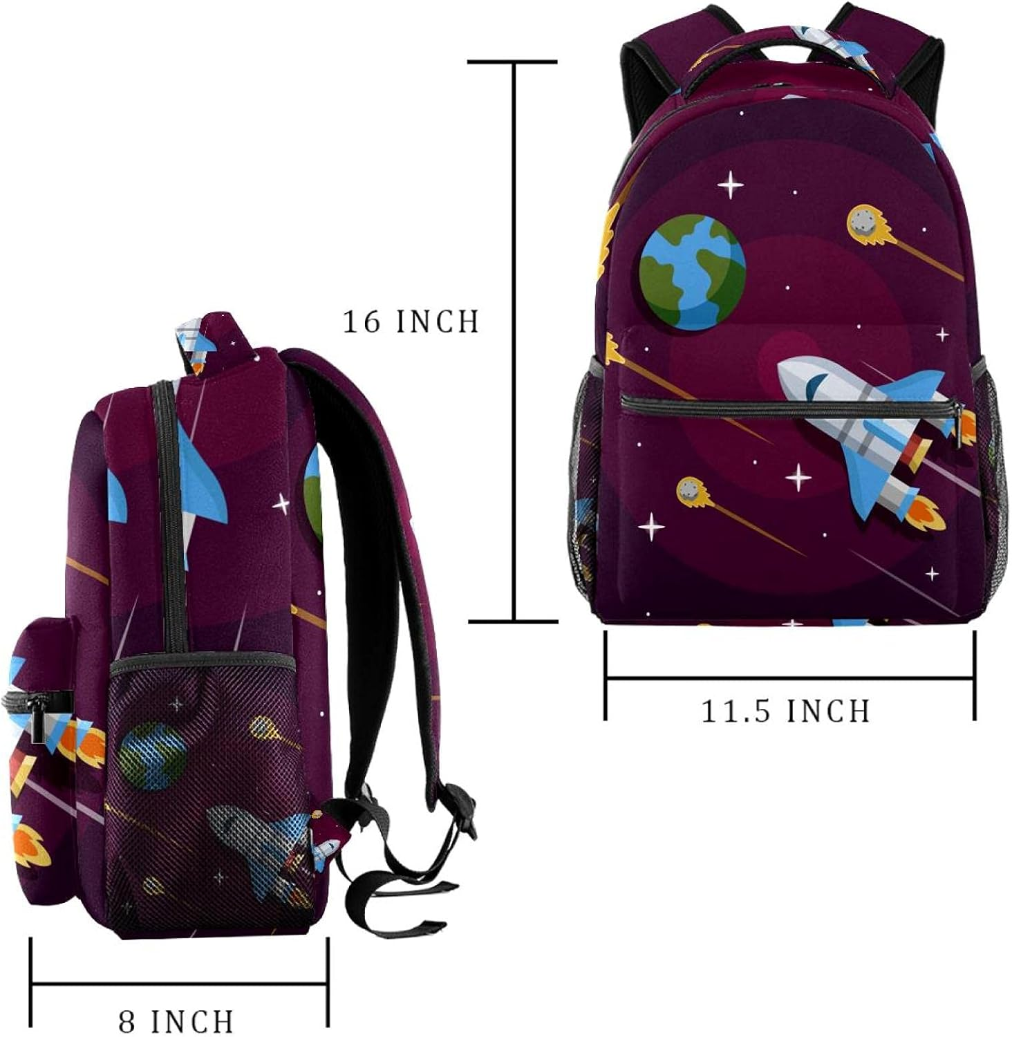 Creative Space Earth Spaceship Backpack Students Shoulder Bags Travel Bag College School Tote Backpacks image number 1