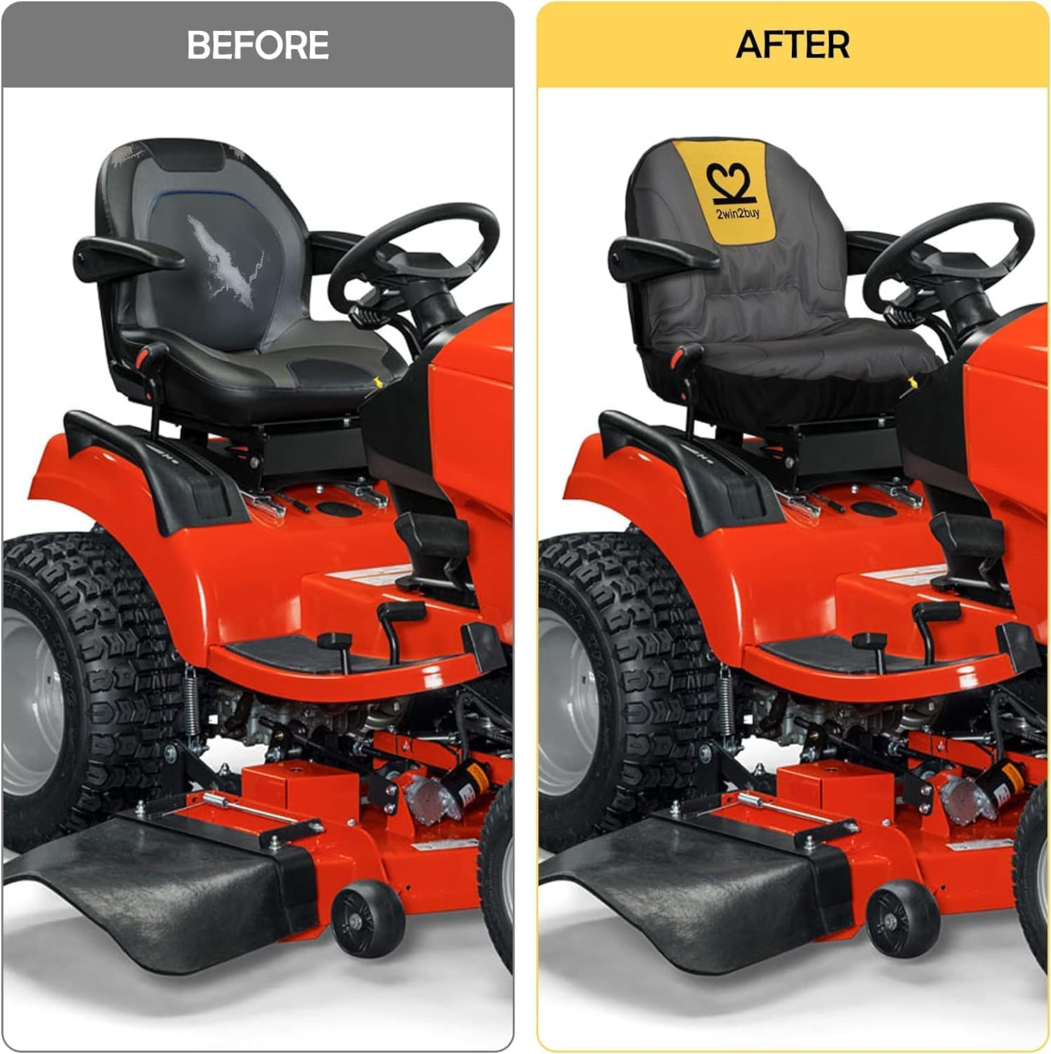 Riding Lawn Mower Seat Cover, Heavy Duty 600D Polyester Oxford Tractor Seat Cover with Padded Cushion Surface, Durable Waterproof Seat Cover Fits Craftsman,Cub Cadet,Kubota Lawn Mower Tractor image number 1