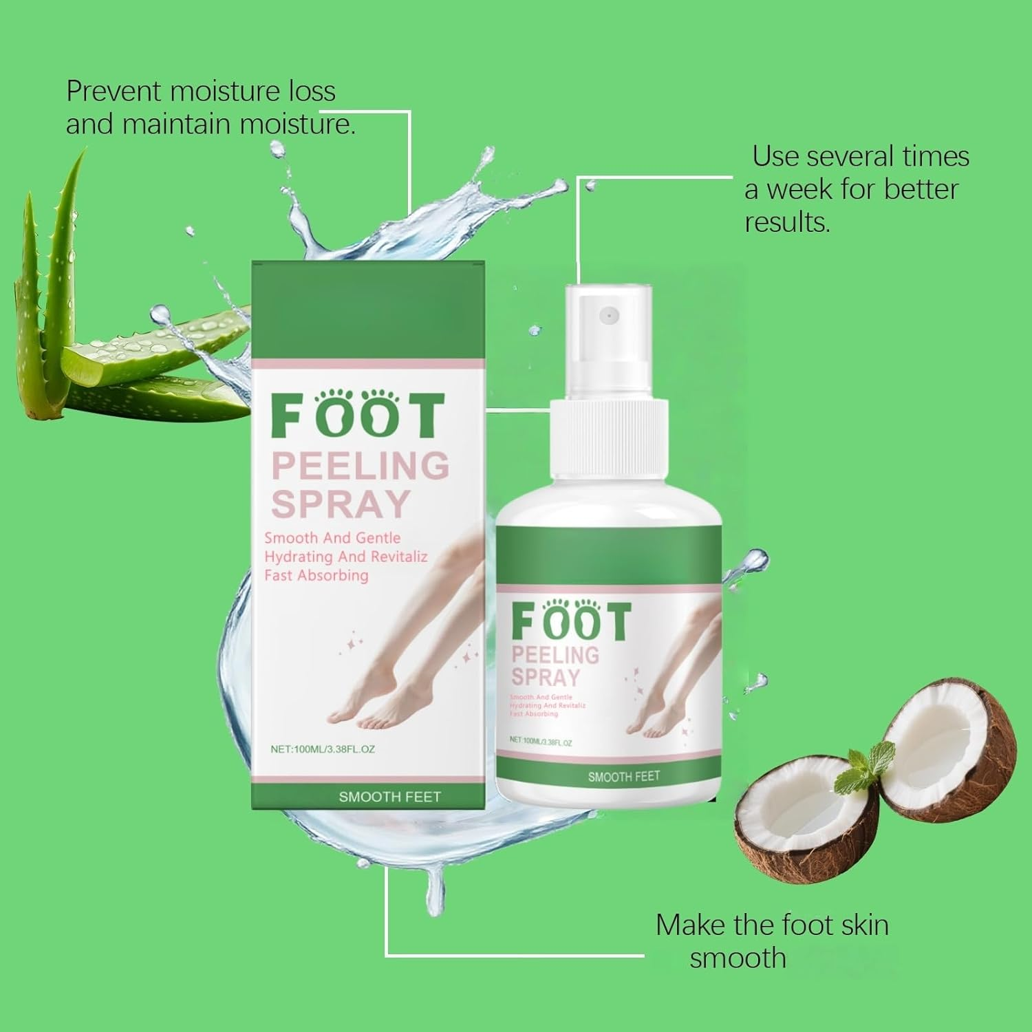 Tea Tree Foot Peeling Spray， Foot Lotion & Cream for Dry Cracked Feet/Heels, Scrubber Dead Skin Remover, Feet Callus Remover Gel, Hydrating & Exfoliating Care for Women (1) - 5 image number 7