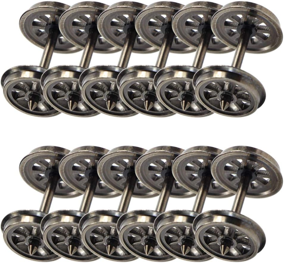 HP1487 12Pcs HO Scale 38'' Metal Spoked Wheels for Model Train 1:87 DC Wheel image number 3