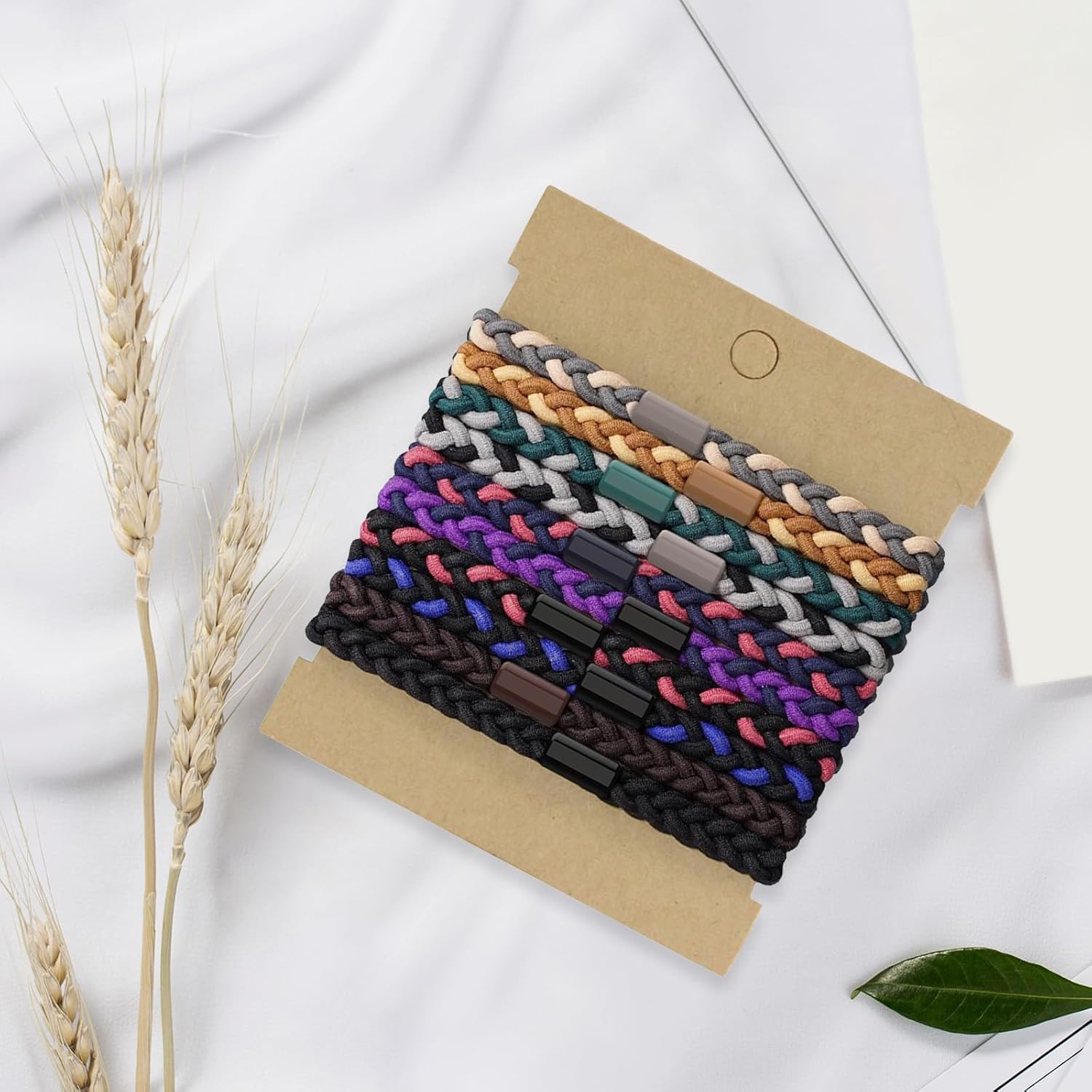 Zcbzbn Pack of 10 Men'S and Women'S Braided Hair Bands, Elastic Hair Bands, Fashion Ponytail Hair Bands for Straight, Curly, Long Hair Bun for Men and Women image number 2