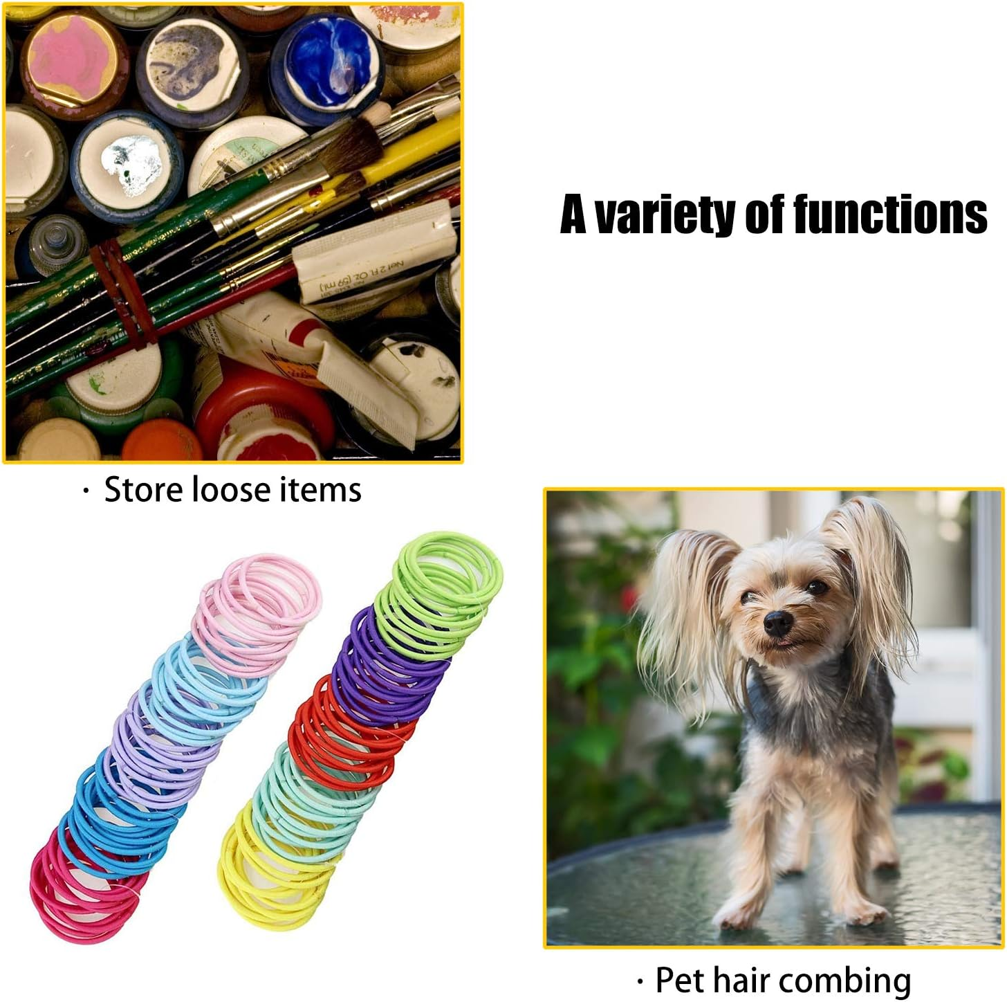 Hanyousheng Pack of 200 Colourful Elastic Hair Bobbles, 2 Mm Multicoloured Hair Bands, Non-Metal, Ponytail Holder, Hair Accessories for Little Girls, Children image number 3