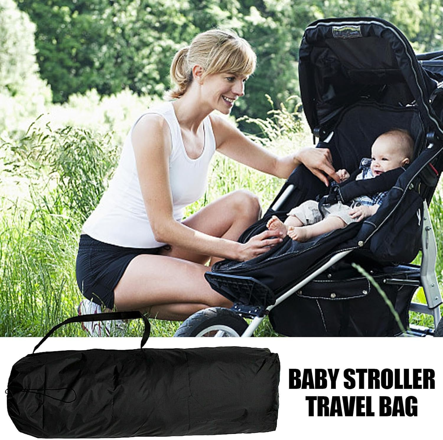 Travel Duffel Bags - Travel Bags for Luggage | Childress Stroller Travel Bag for Single Double Strollers Protective, Water-Resistant Stroller Bag with Carry Handles Helves image number 4
