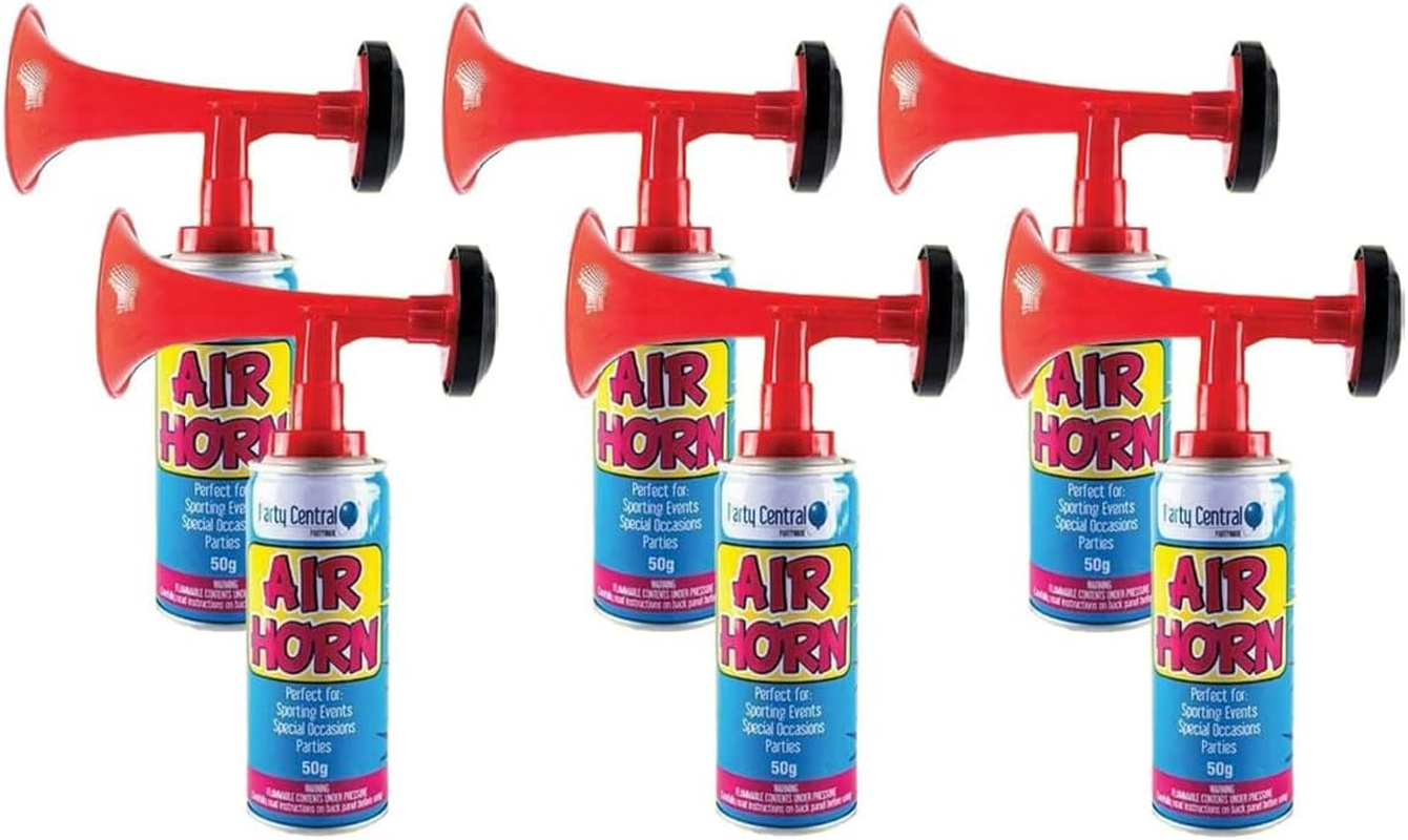 [6PCE] Party Central Power Air Horn Set - Powerful and Safe Handheld Airhorn for Boat Fog Warnings - 50G/250Ml image number 2