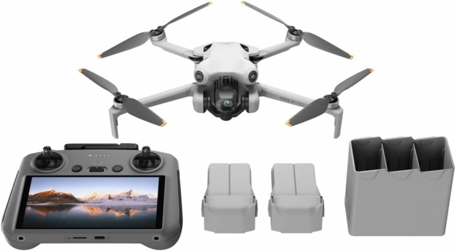 DJI Mini 4 Pro Fly More Combo plus with DJI RC 2 (Screen Remote Controller), Folding Mini-Drone with 4K HDR Video Camera for Adults, 45-Min Flight Time, 2 Extra Intelligent Flight Batteries Plus