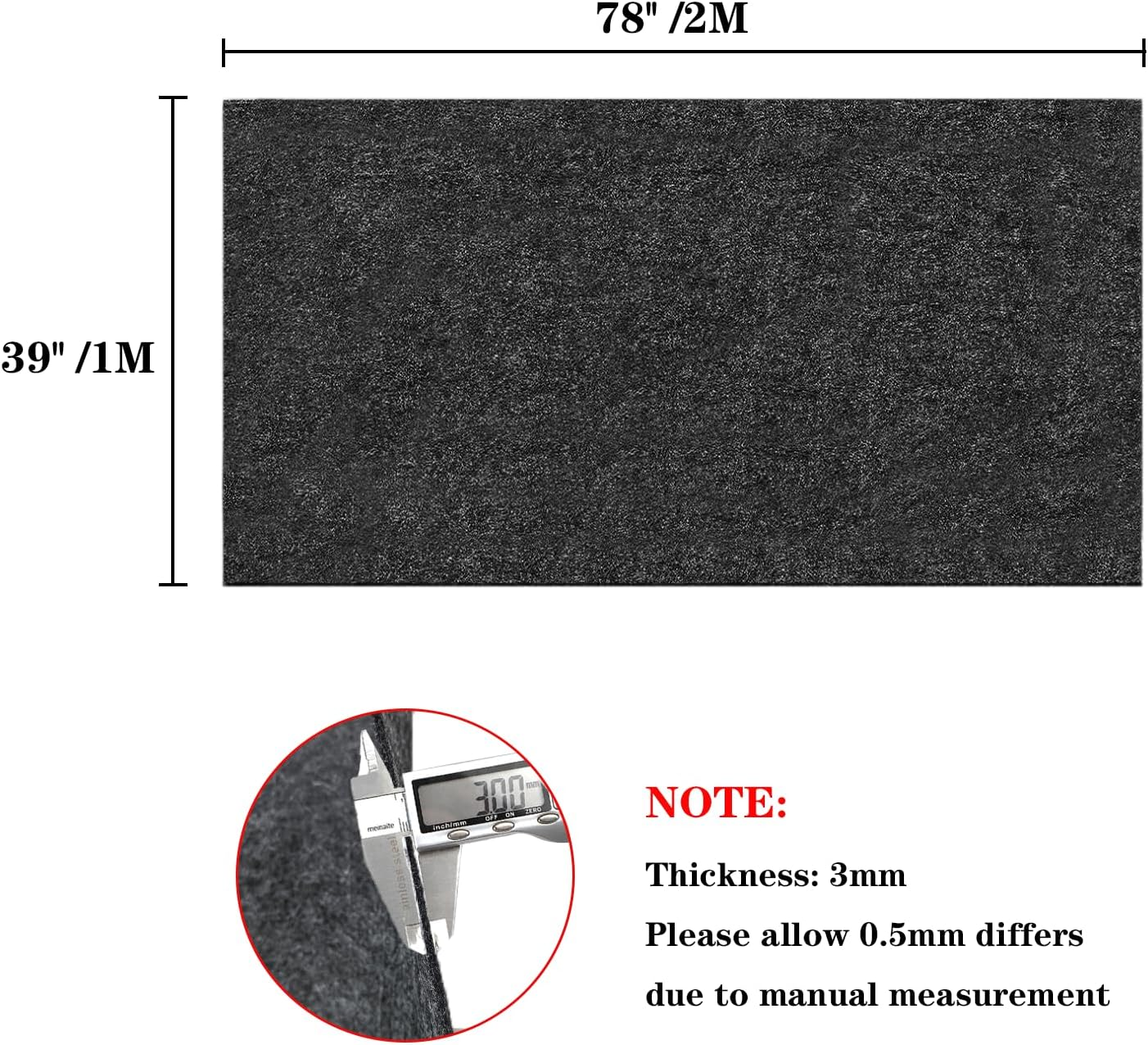 1Mx2M High Grade - Underfelt Carpet for RV, Boat, Truck, Door Liner, Desk,Underfelt Carpet for Speaker ﻿ (Dark Grey, 39 X 78Inch) image number 1