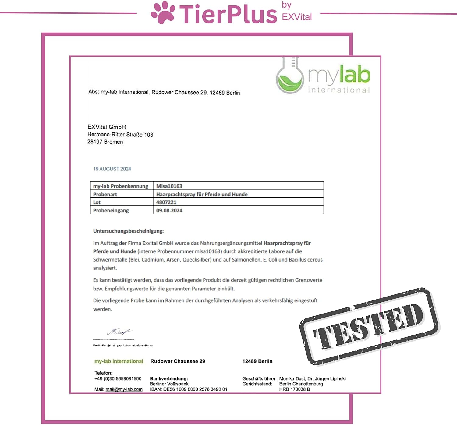 Tierplus Haarpracht Spray for Horses & Dogs, 500 Ml Spray Bottle, Coat, Tail & Mane Spray, Care Spray for Silky Shine, Easy Combing & Detangling, Naturally Skin-Friendly Care image number 4