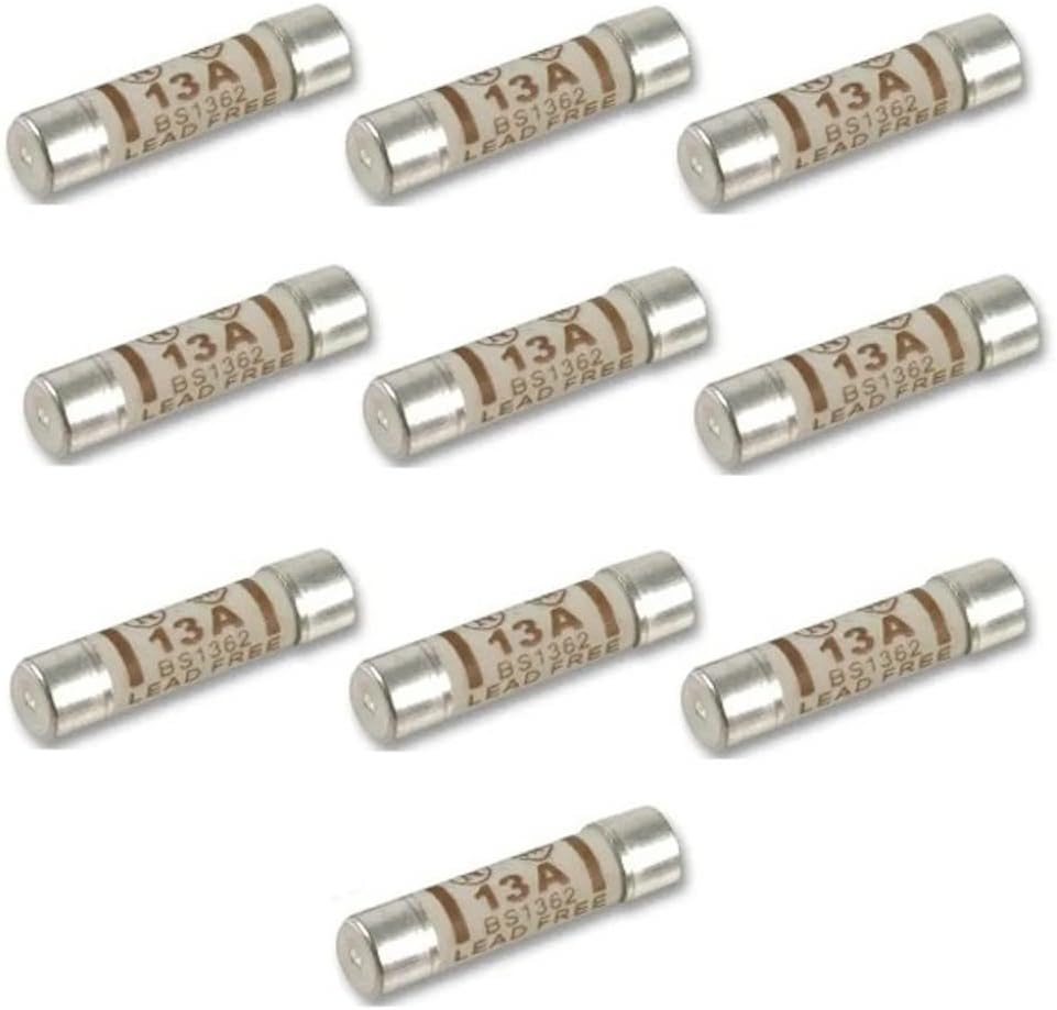 Merriway BH02293 (10 Pcs) BS1362 Fuse Cartridge, 13 Amp - Pack of 10 Pieces
