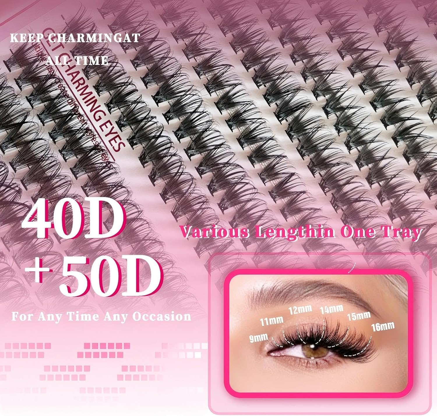 AYOCULTURE Lash Clusters for Natural Look - DIY Eyelash Extensions Kit with 30D 40D 50D, 32 Rows, 640Pcs image number 4