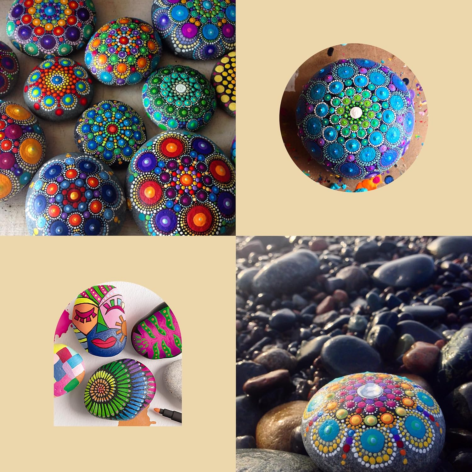 Craft Maker Neon Rock Art Kit - DIY Rock Painting for Kids - Neon Paints and Brushes Included - Easy-To-Follow Projects - Creative Arts and Crafts image number 2