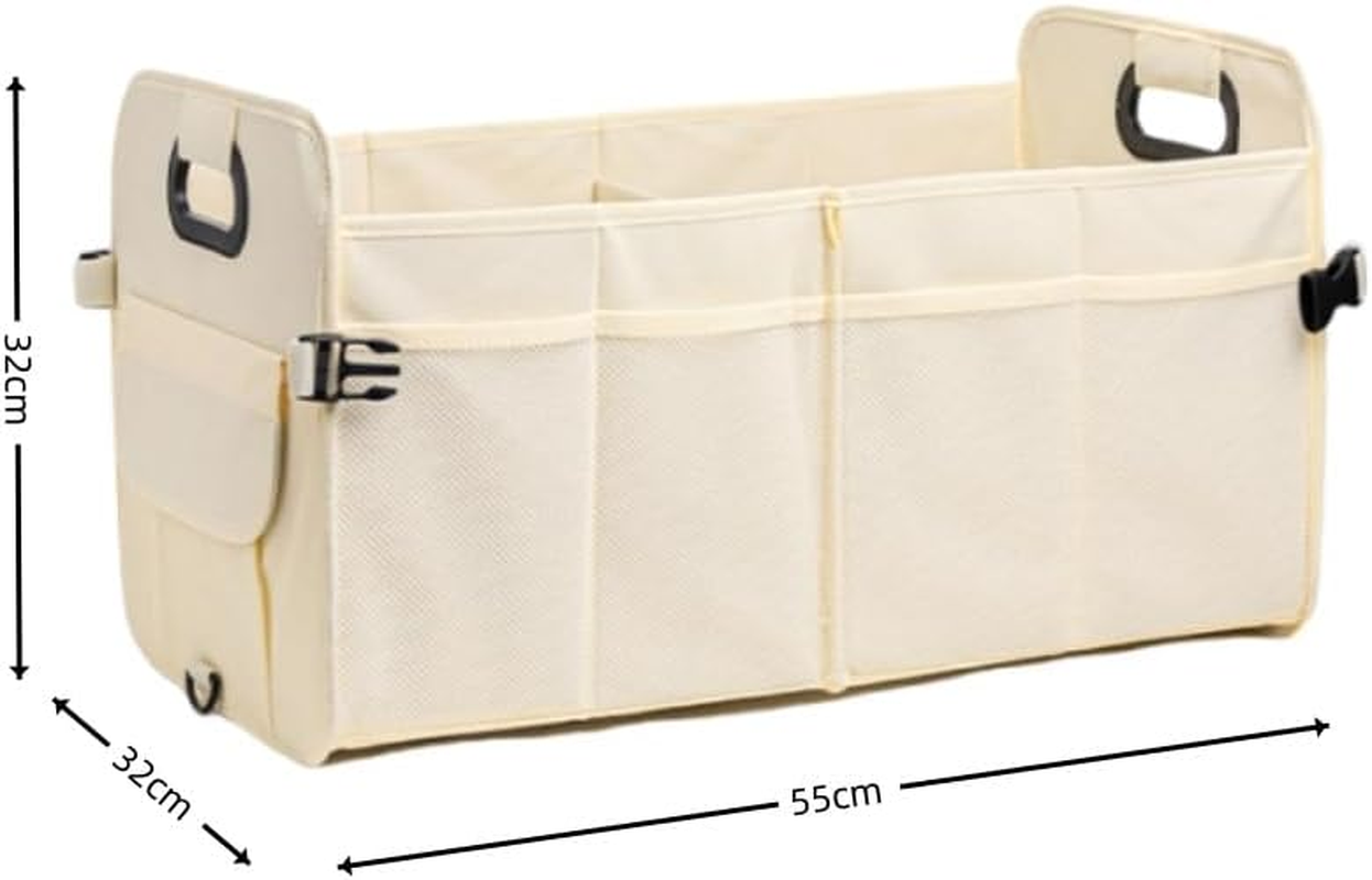 Naisfei Car Trunk Organizer, Vehicle Boot Storage Bag, Super Capacity Seatback Collapsible Adjustable Compartment Reinforced Handles Trunk Tidy Cargo Organiser (21.6 X 12.6 X 12.6 Inches)