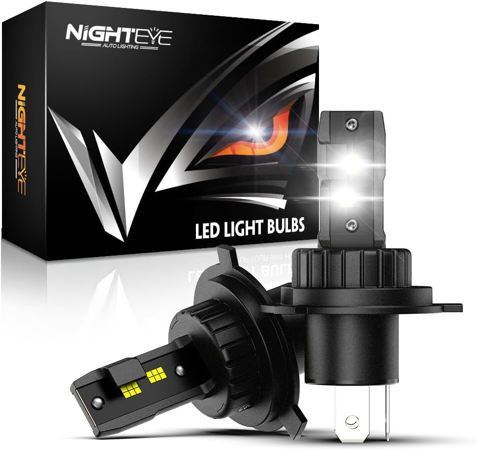 NIGHTEYE H4 LED Headlight Bulbs, 200% Brighter Light Bulbs 6500K Cool White Fanless Mini Size Plug and Play H4 Bulbs Fog Light Bulbs, Pack of 2 (H4) image number 5