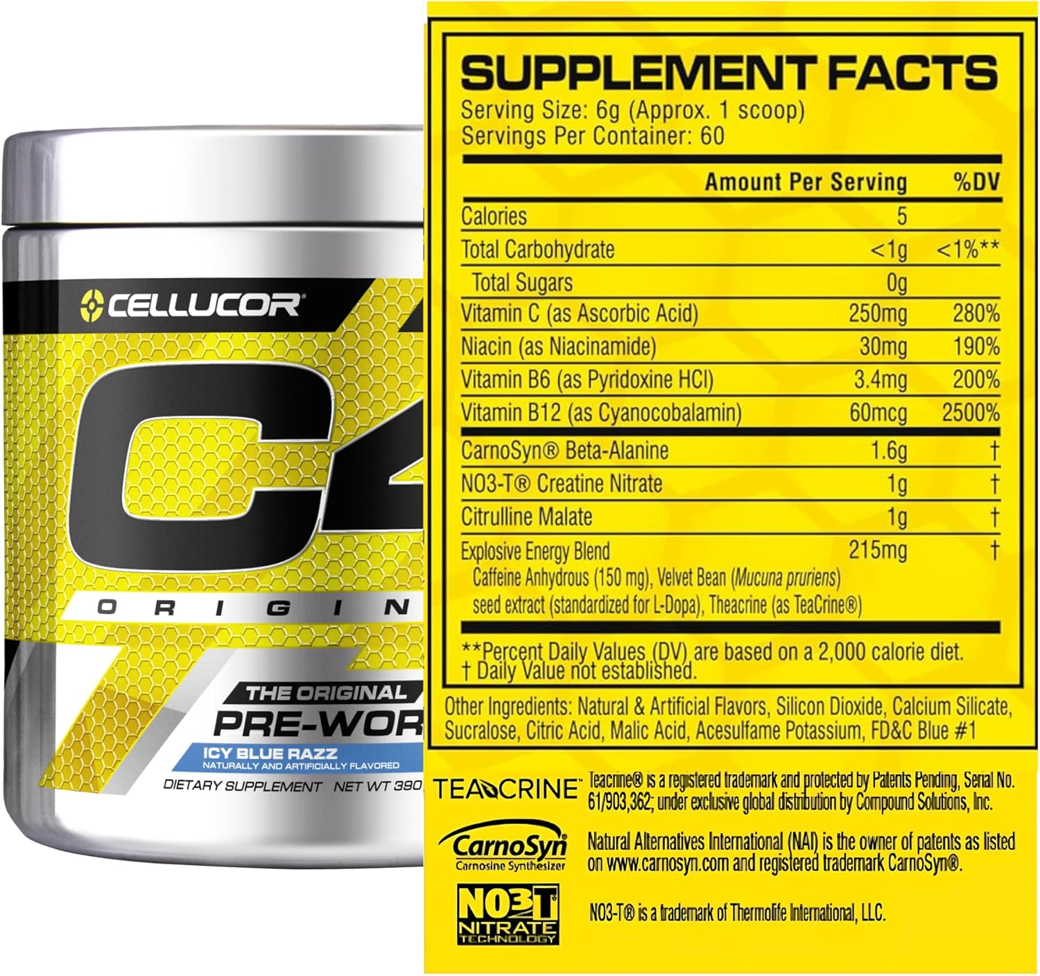 Cellucor C4 Original ID Series 60 Serves Pre Workout (Icy Blue Razz) image number 6