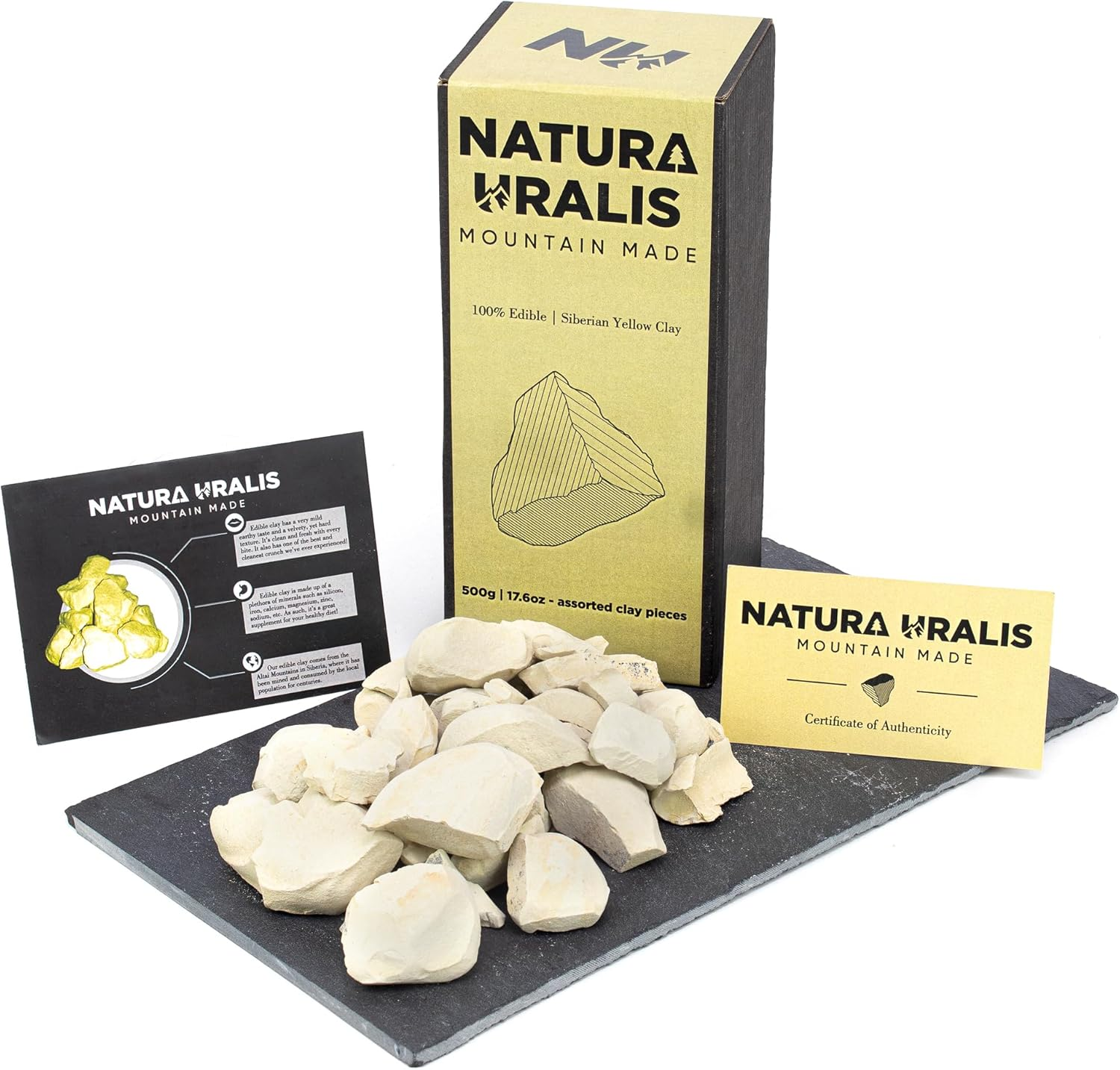 Natura Uralis Siberian Yellow Clay | 100G of Natural Yellow Clay, Pastel to Golden Yellow - Amazing Crunch, Satisfying Earthy, Velvety and Firm Texture, ASMR Sensation image number 2