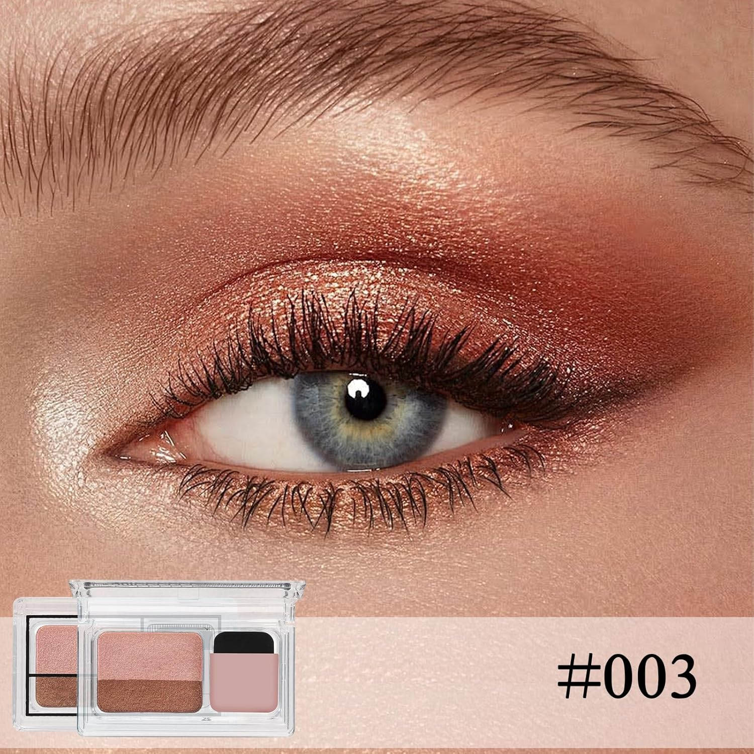 Apooliy Dual-Color Eyeshadow Palette with Applicator,Waterproof Eye Shadow,Shimmer Eye Makeup Palette,Long Lasting