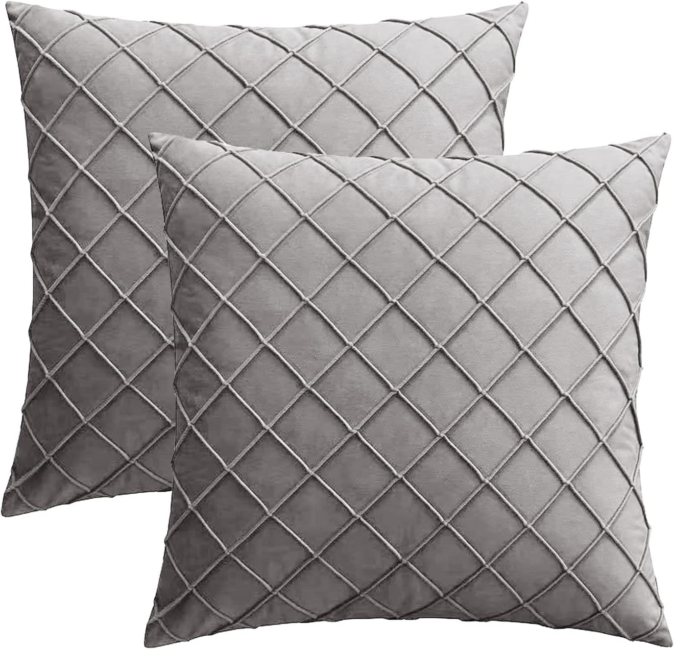 Set of 2 Luxton Pleated Velvet Cushion Covers Teal Green Home Decor Checked Pattern Cushion Covers for Lounge Sofa Couch Bedding Decoration (43X43Cm, Teal Green) image number 4