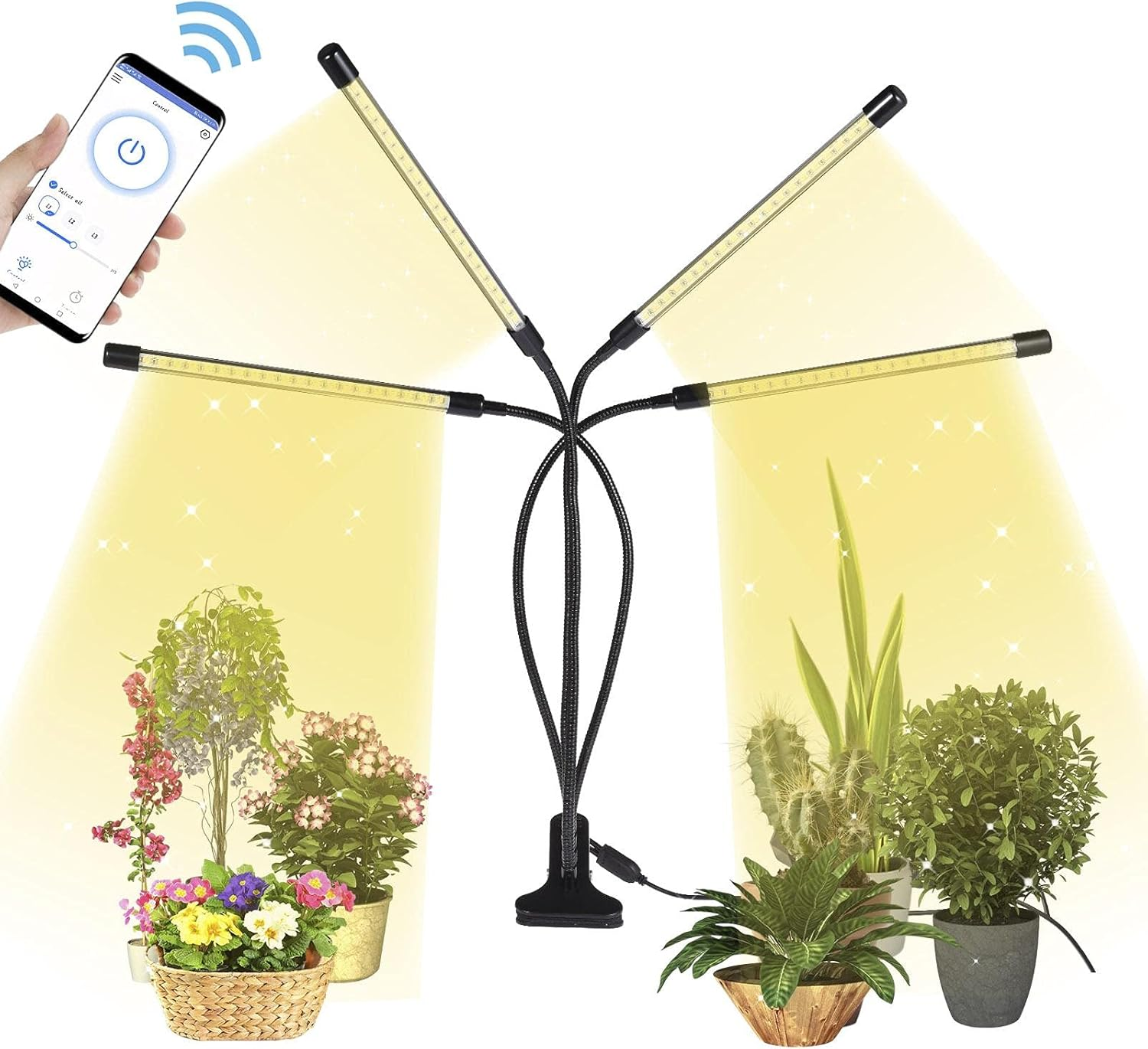 Plant Lights for Indoor Growing - Clamp-On Plant Grow Light, Indoor Plant Lamp Lights Full with 4 Heads 80Leds for Greenhouse Gardening (Color : U.S. Regulations)