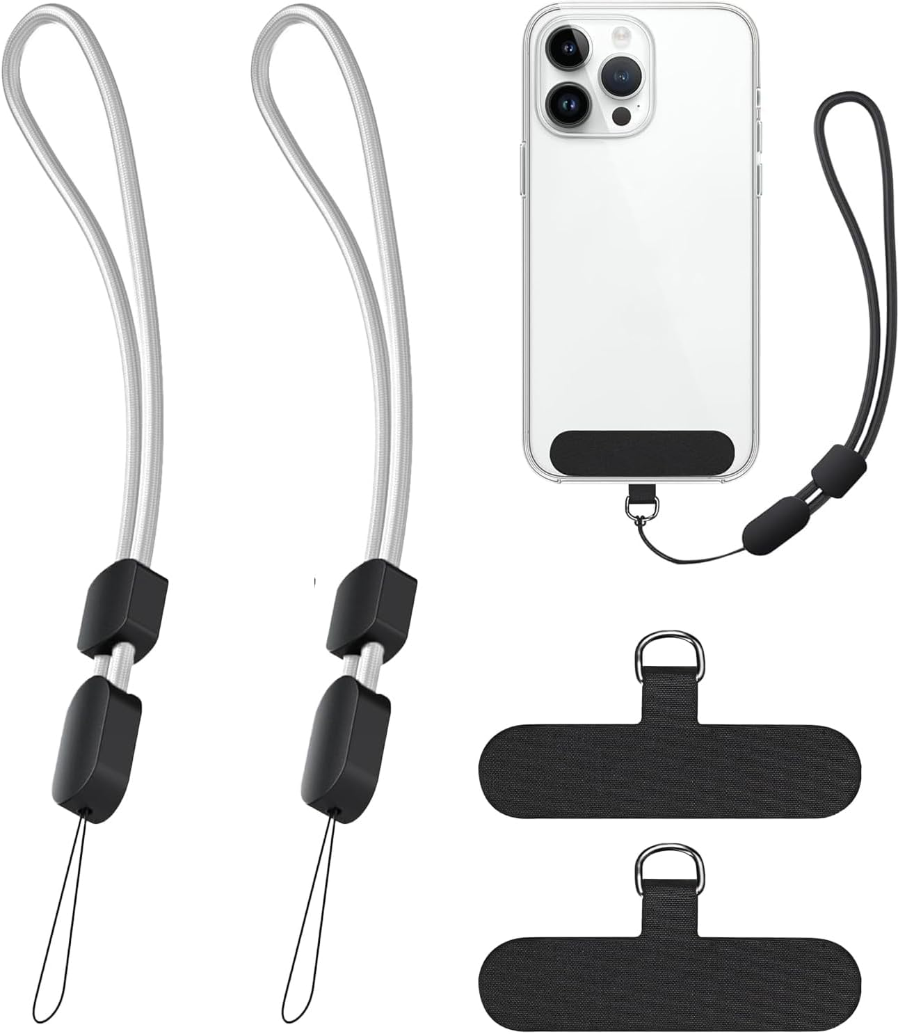 XILIYAI 2 Pack Black Nylon Classic Phone Lanyard Wrist Strap, anti Theft Strap, Compatible with Iphone and Most Cell Phones