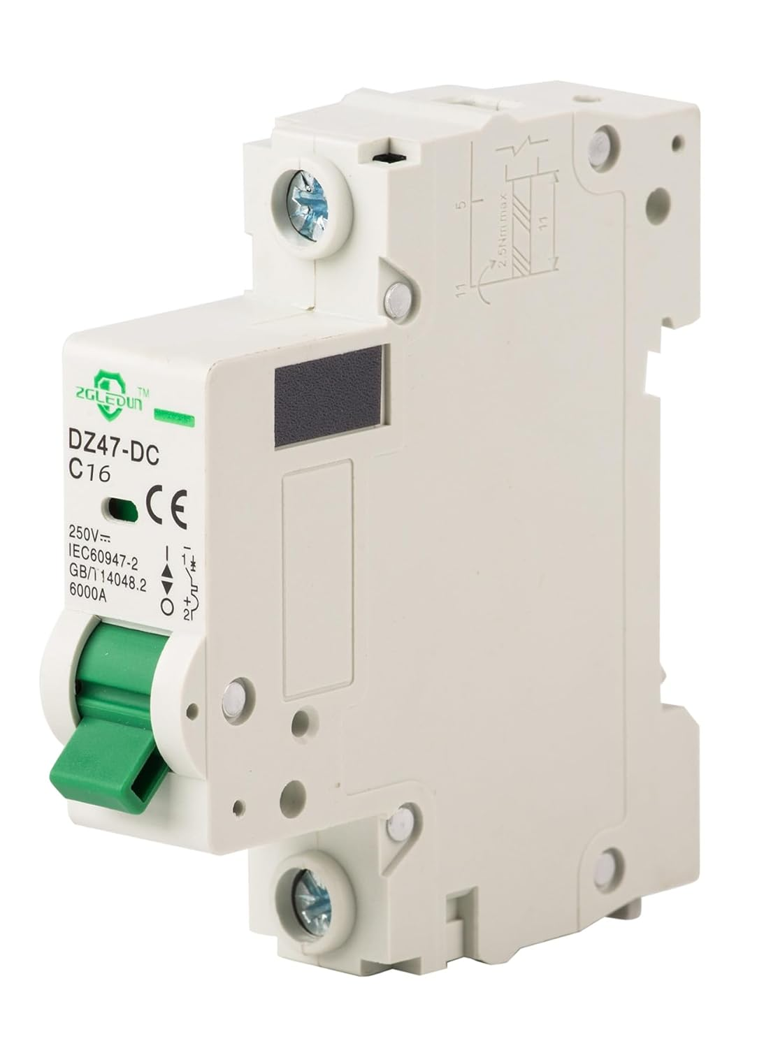 DC Miniature Circuit Breaker, 1 Pole 40 Amp, 24VDC-250VDC, 6Ka Din Rail Mount Breaker with Thermal Magnetic Trip, DZ47-63 1P, DC Solar MCB image number 2