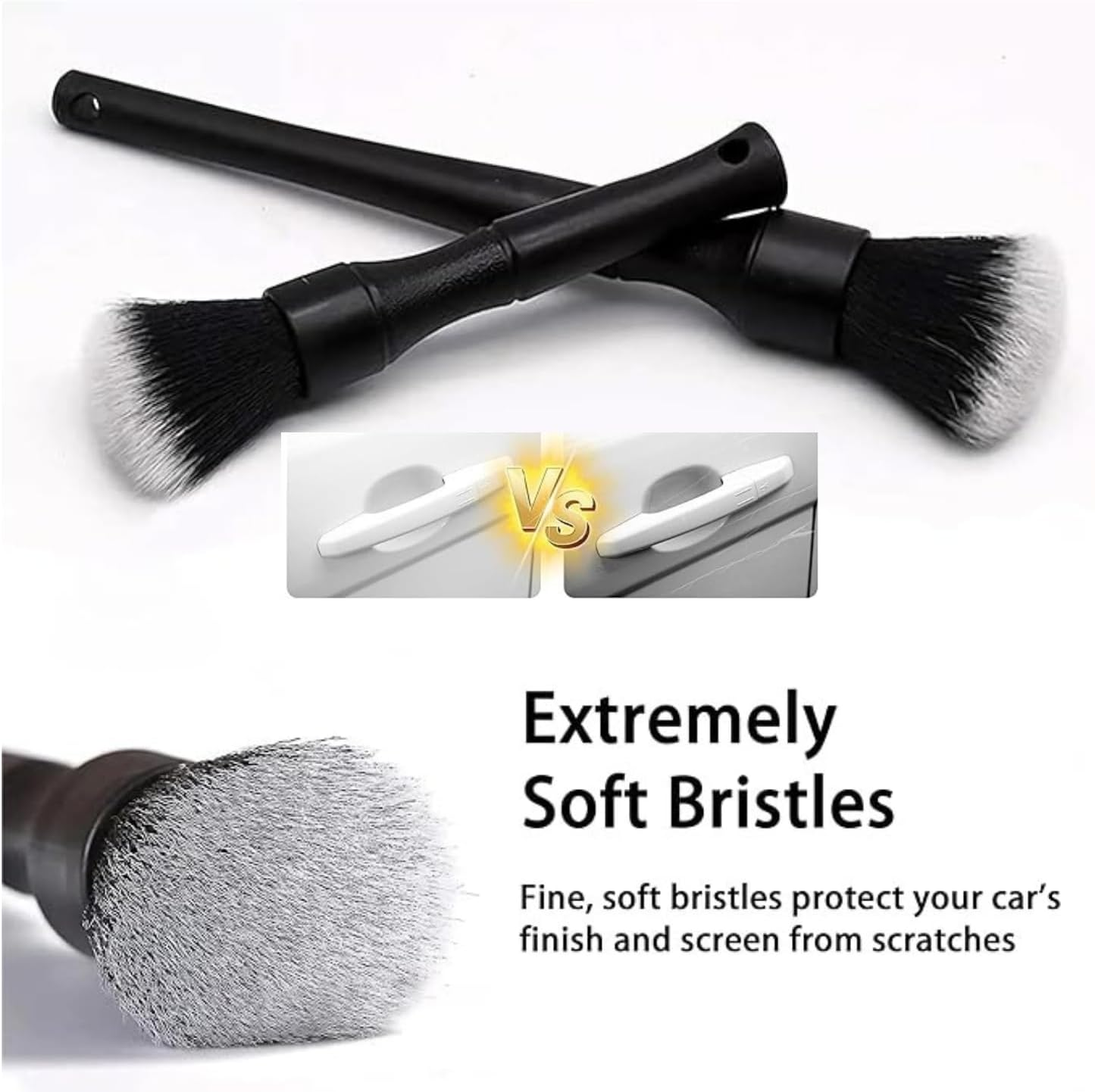 Car Detailing Brush Set, 2 Sizes, Ultra-Soft Bristles, Interior Exterior No Scratch for Cleaning Air Vent Engine ，Seat Wheel, Interior and Exterior Cleaning, Dashboard, Wheels image number 3