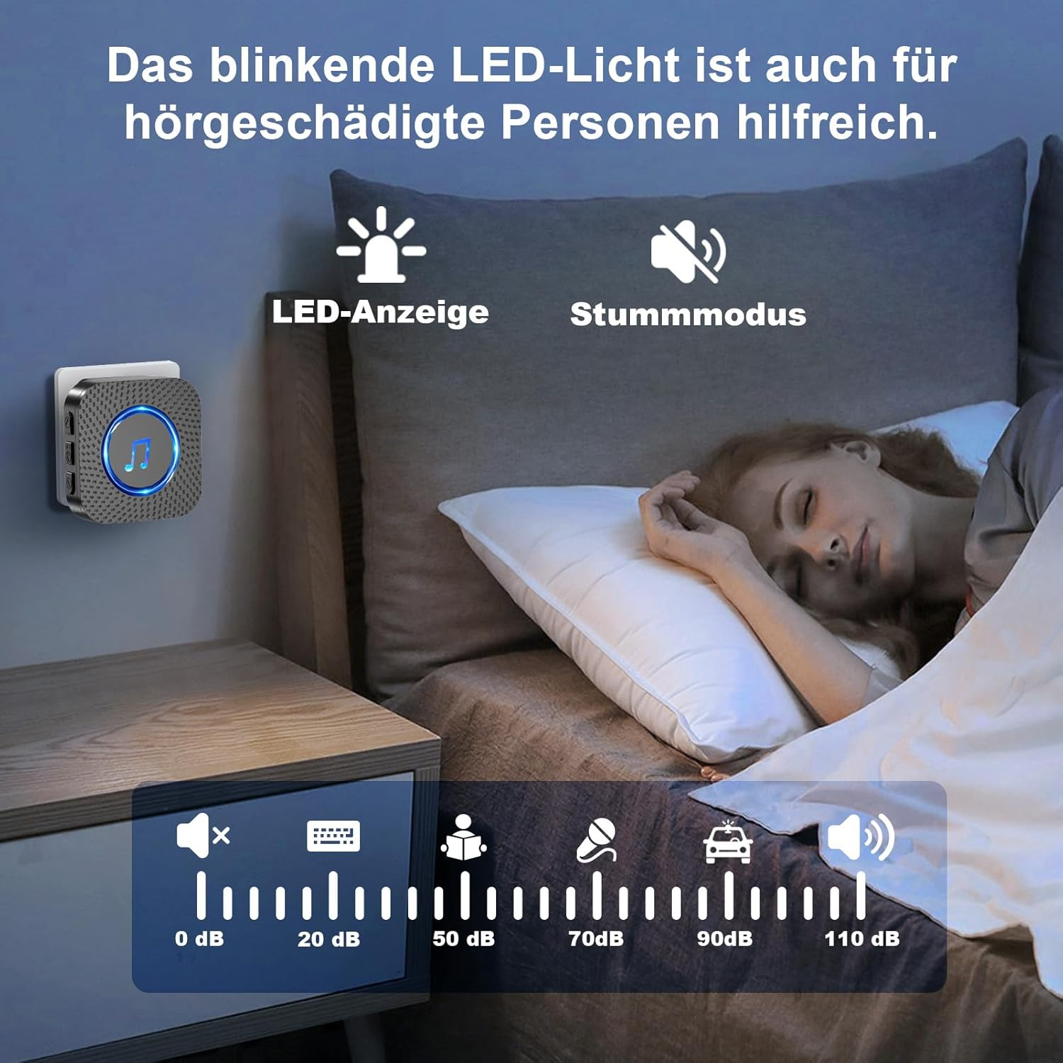 SURFOU Wireless Doorbell Set 400 M Range Outdoor Waterproof Front Door with 2 Transmitters Battery Operated Bell with 3 Receivers with LED Flashing 5 Vol. 55 Melodies Black