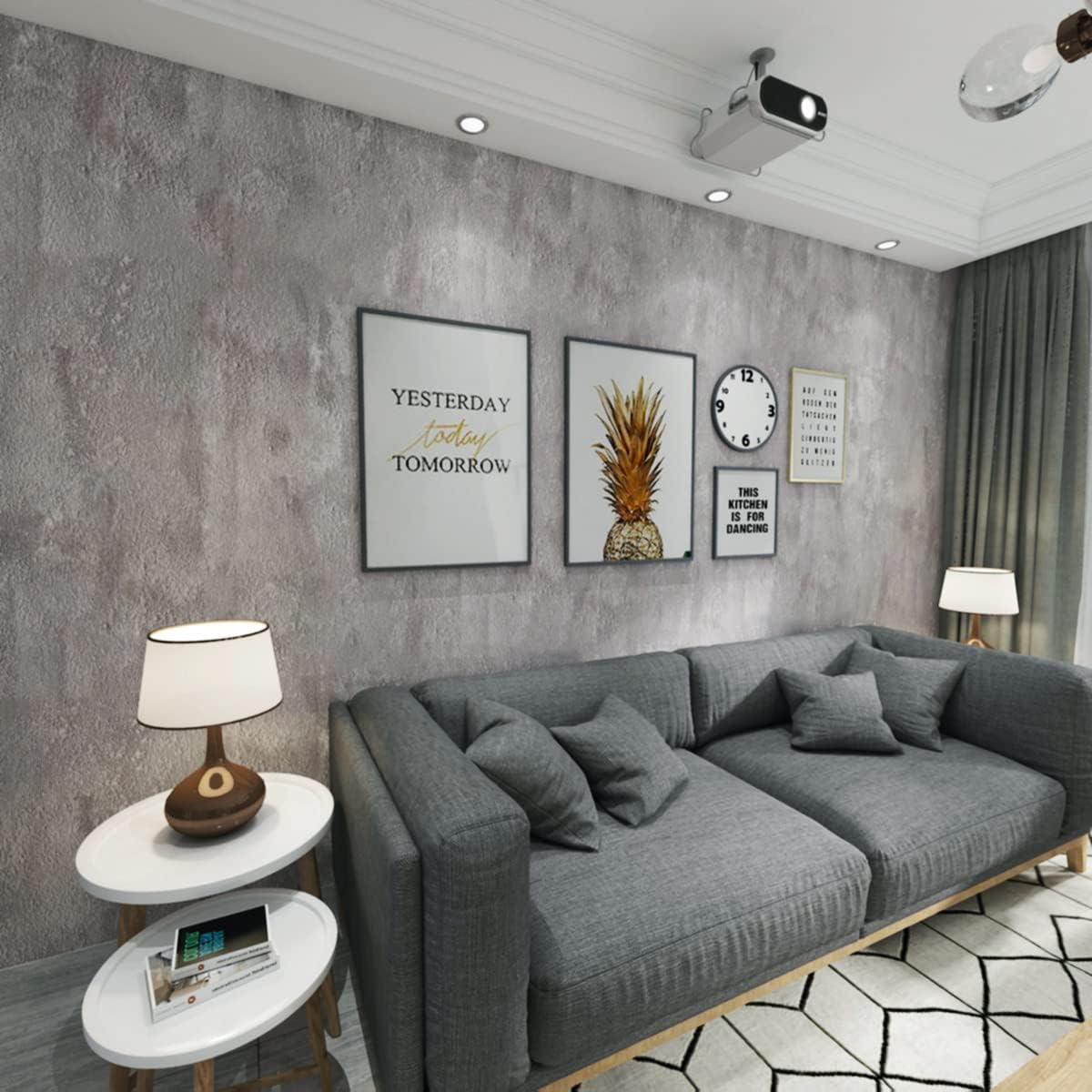 Grey Lime Wash Wallpaper 15.7"X236" Cement Wallpaper Peel and Stick Modern Concrete Contact Paper Waterproof Removable Self Adhesive Industrial Wallpaper for Bedroom Living Room Bathroom Walls