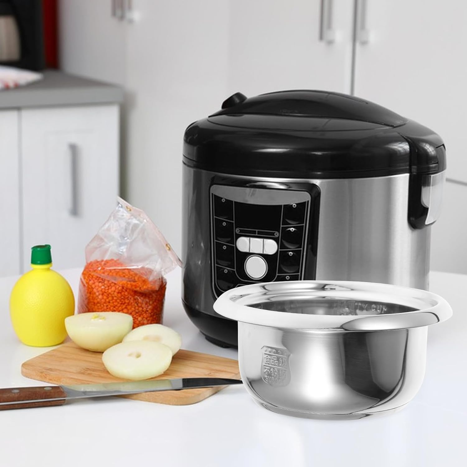 JECOMPRIS Stainless Steel Rice Cooker Inner Pot Liner 2L Capacity Non-Stick Cooking Utensil Compatible Replacement for Universal Electric Rice Cookers, Even Heat Distribution for Rice, Steaming, and Porridge Cooking image number 4