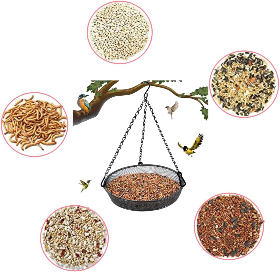 1Pcs Metal Mesh Platform Feeders for Birds, Hanging Bird Feeder Dispenser,Hanging Tray,Bird Platform Seed Tray image number 1