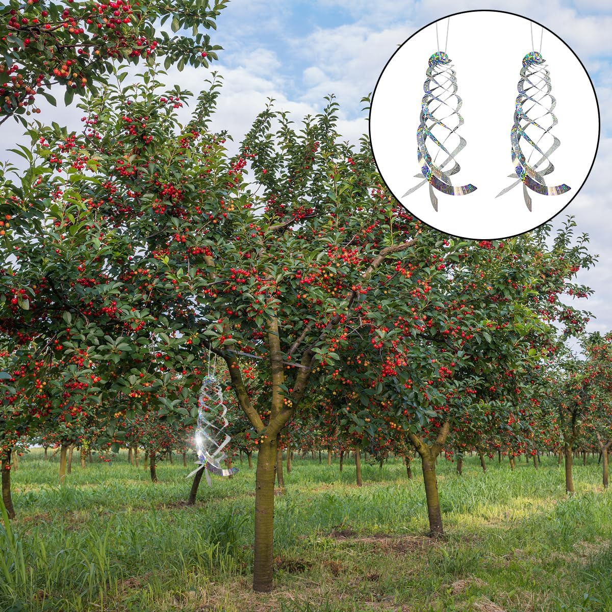 Bird Repellent Spiral Reflectors, 2 PCS Hanging Reflective Bird Deterrent Devices for Scare Pigeons and Other Small Birds (40Cm) image number 6