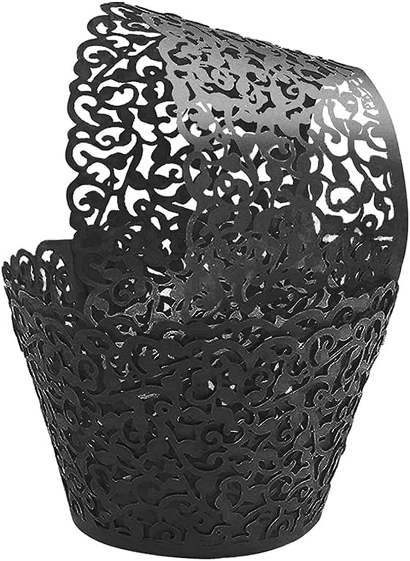 AIMALL 25Pcs Cupcake Wrappers | Artistic Bake Cake Paper Filigree Little Vine Lace Laser Cut Liner Baking Cup Wraps Muffin Casetrays for Wedding Party Birthday Decoration
