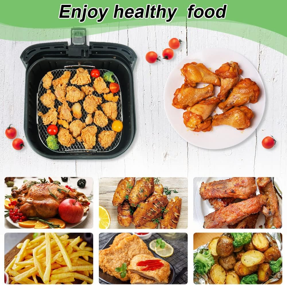 BYKITCHEN 8 Inch Square Air Fryer Rack, Stainless Steel Dehydrator Rack, Square Air Fryer Accessories for Cosori, Instant Vortex, Gourmia, Ninja Foodi Grill and More image number 2