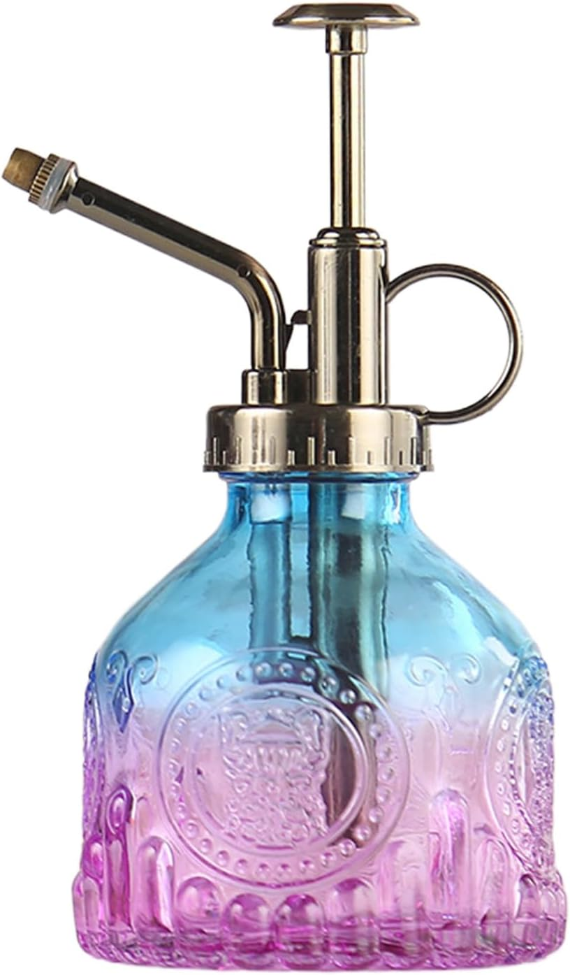JZS Glass Plant Mister Spray Bottle, Vintage Plant Spritzer, Succulent Watering Can with Top Pump for Indoor and Outdoor Plants, Blue Purple Gradient image number 4