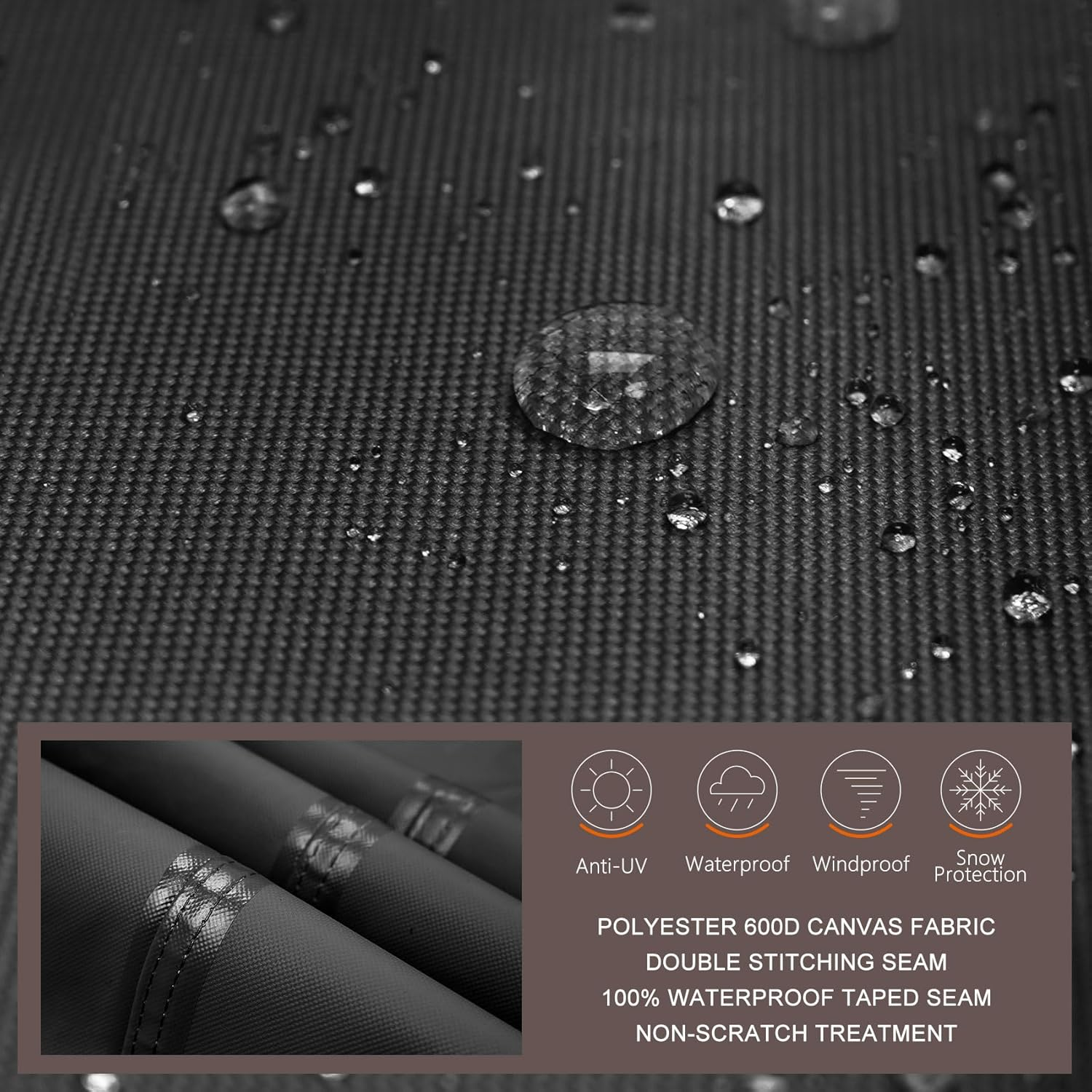 ULTCOVER round Patio Furniture Cover - Outdoor Waterproof Table with Chair Set Cover 76 Inch, Black image number 1