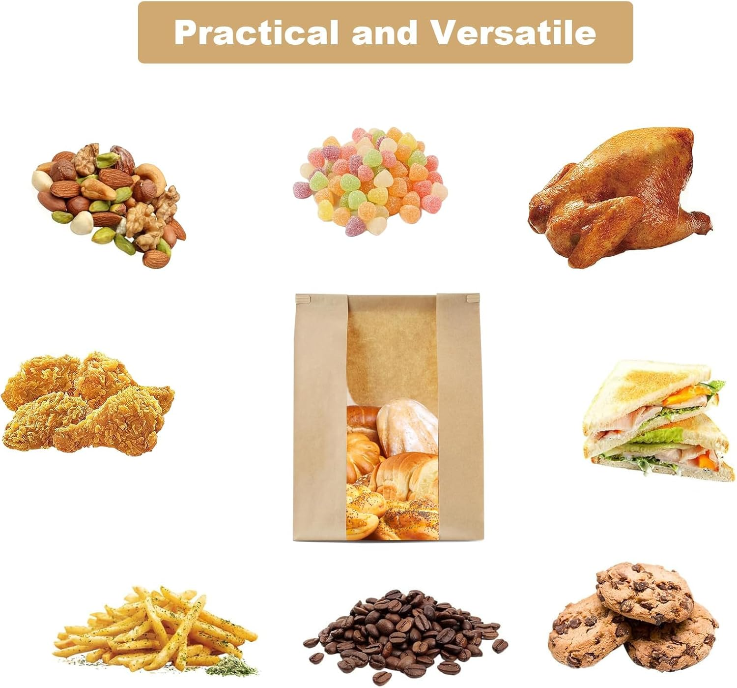 ZERIFAM 30Pcs Paper Bread Bags with Window - Paper Sourdough Bread Bags with Tin Strip Large Bakery Bags image number 5